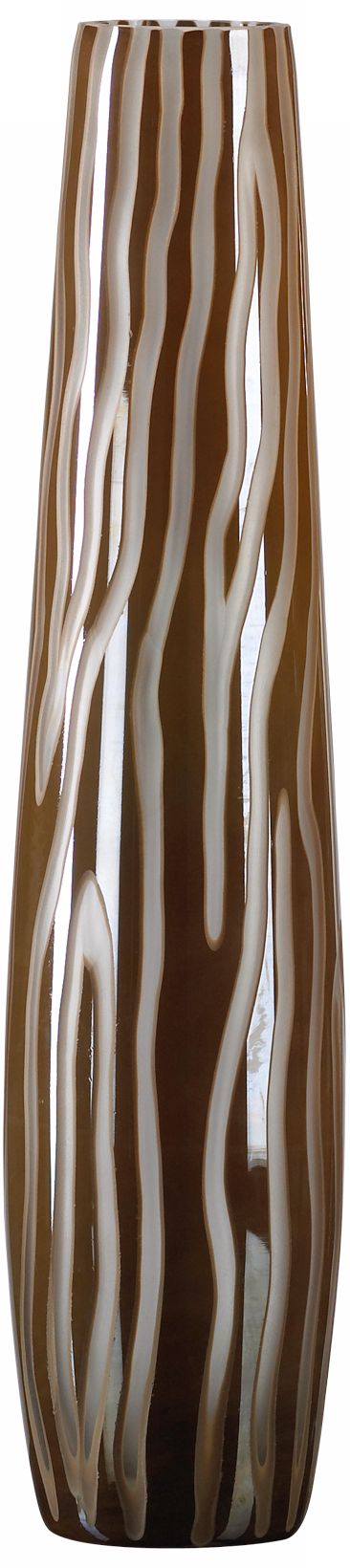 Large Caf Brown and Smoke Etched Glass Vase