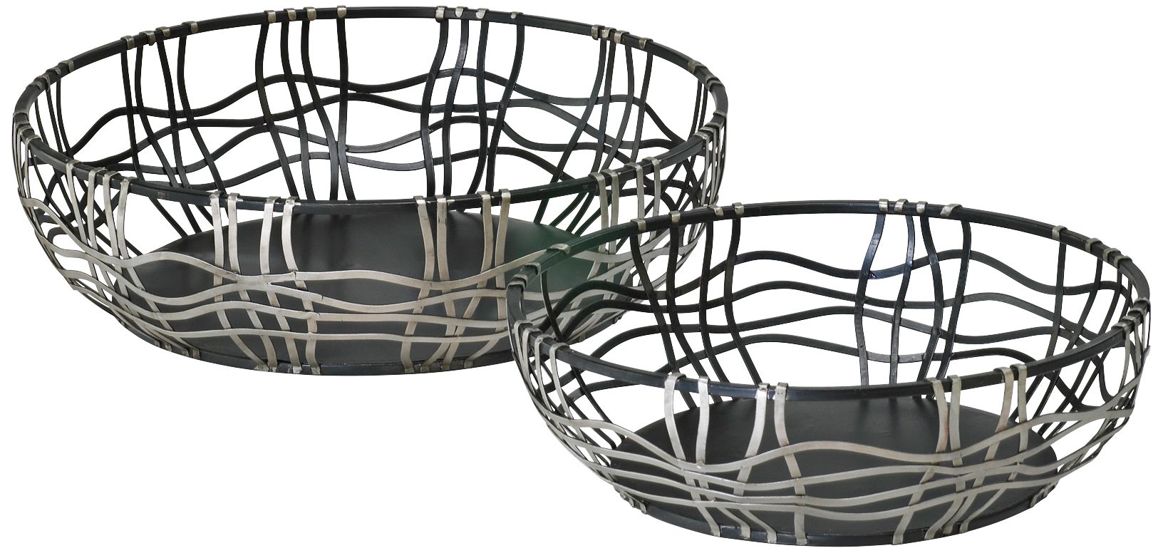 Set of 2 Silver and Bronze Iron Suzanne Baskets