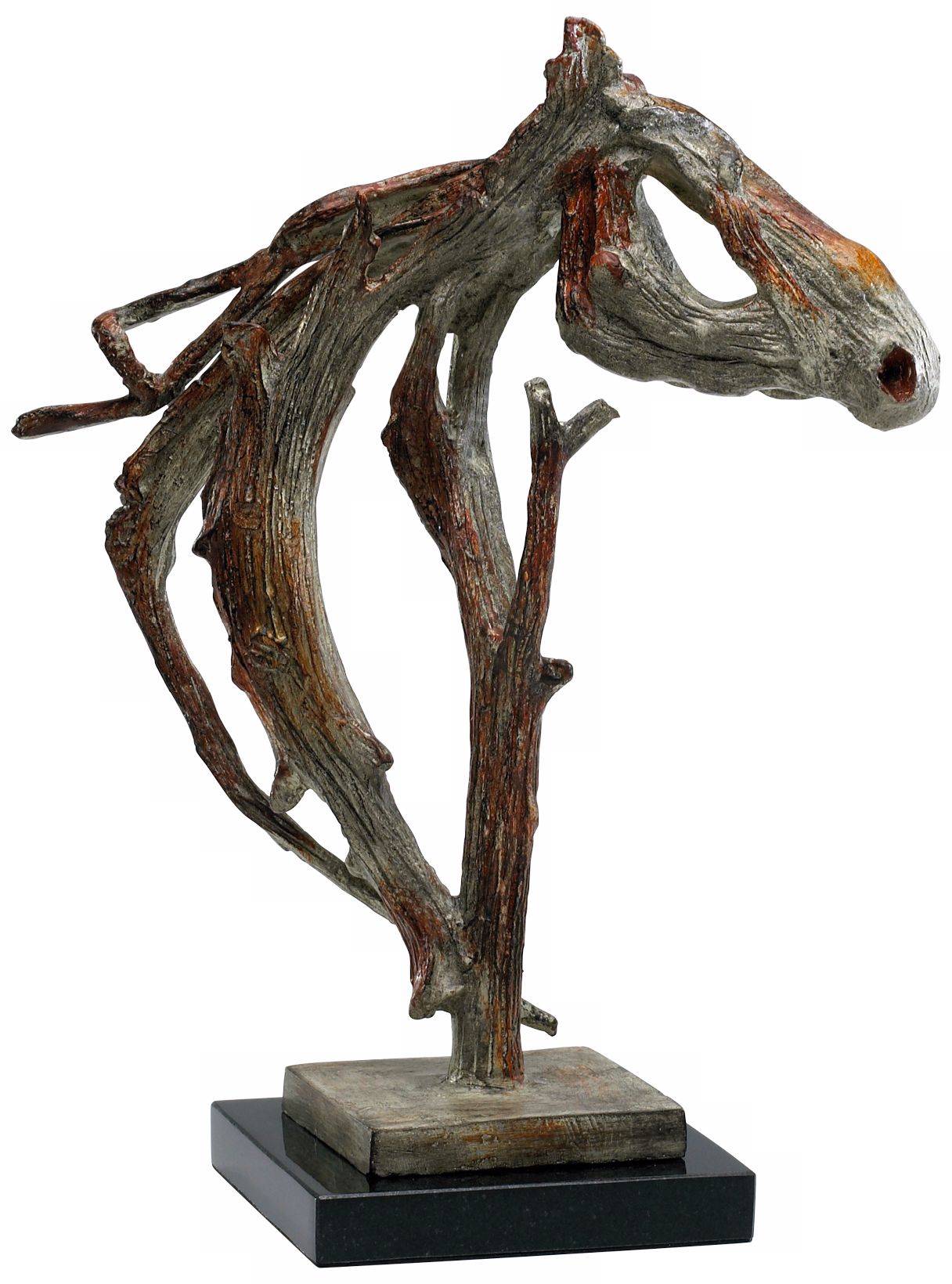 Expressionistic Wood-Look Stallion Sculpture