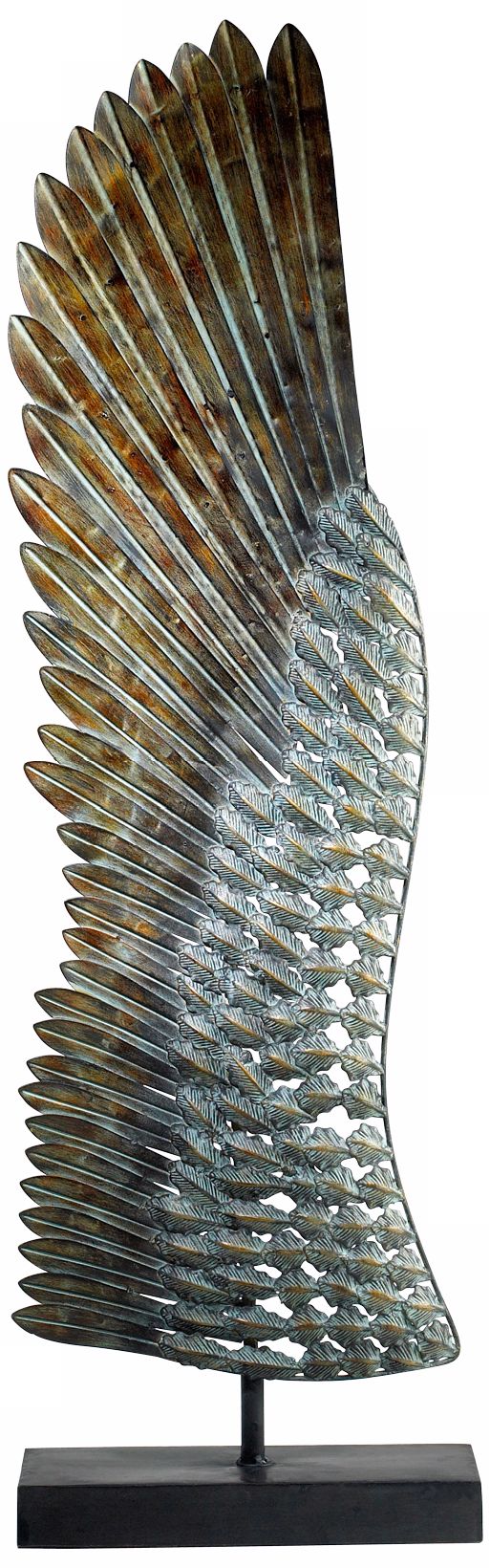 Pecan and Verde Left Wing Sculpture on Stand R0786