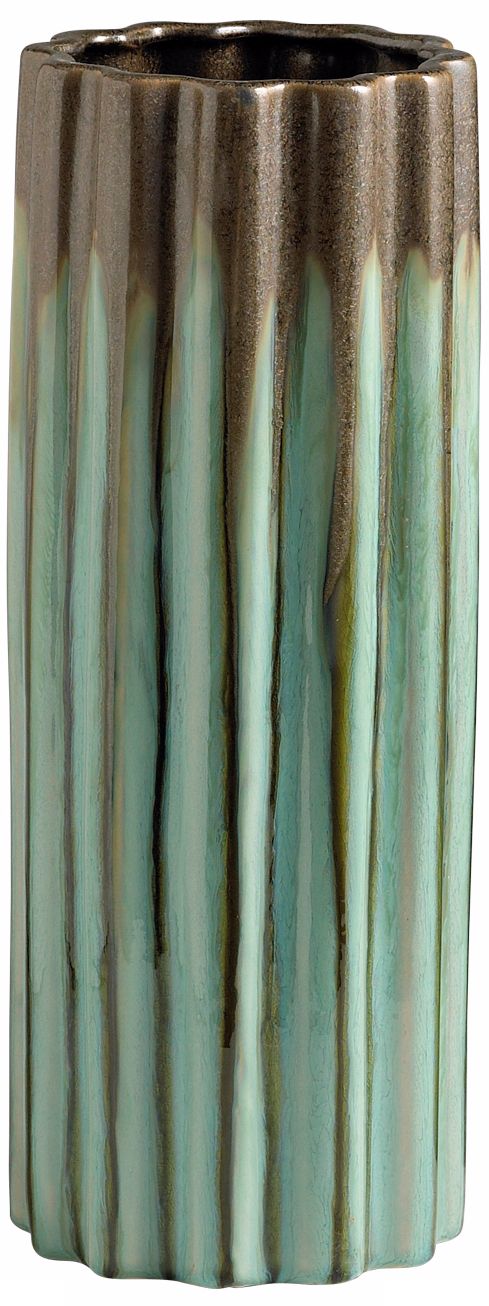 Small Ceramic Scallop Olive and Bronze Vase