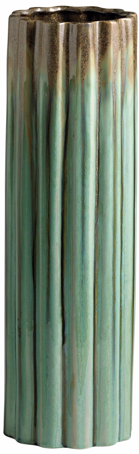 Large Ceramic Scallop Olive and Bronze Vase