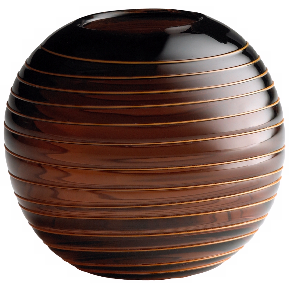 Small Round Raw Umber Glass Vesper Vase   #R0797