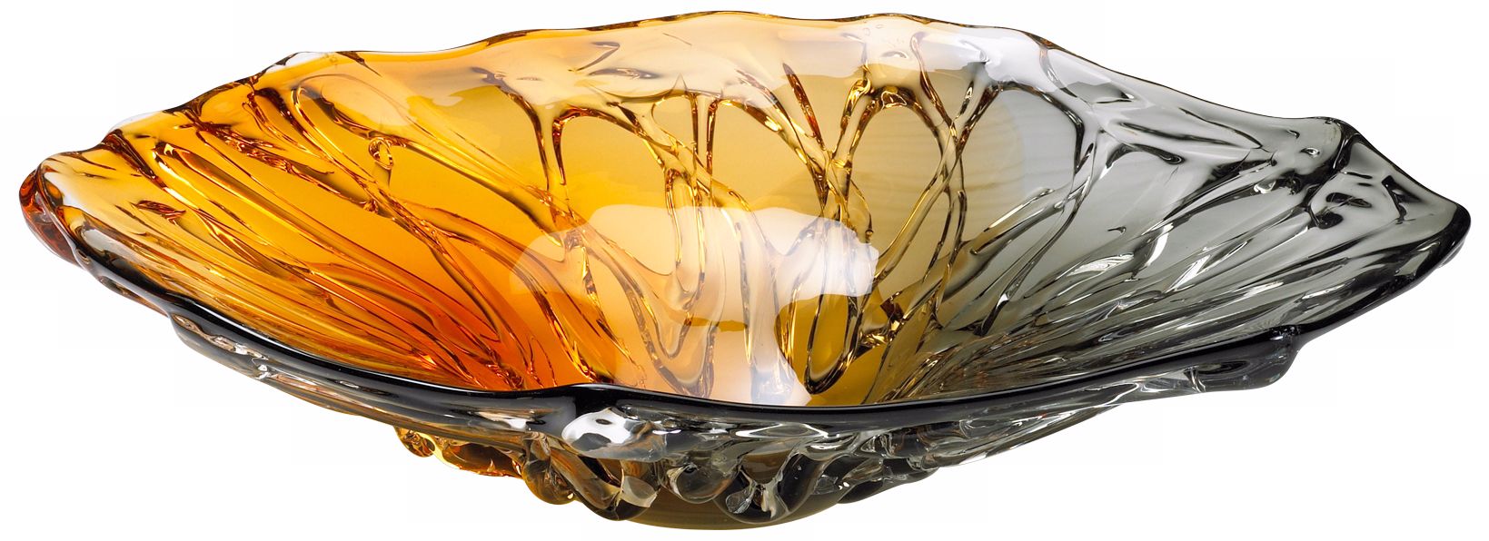 Duo Amber and Smoke Art Glass Plate