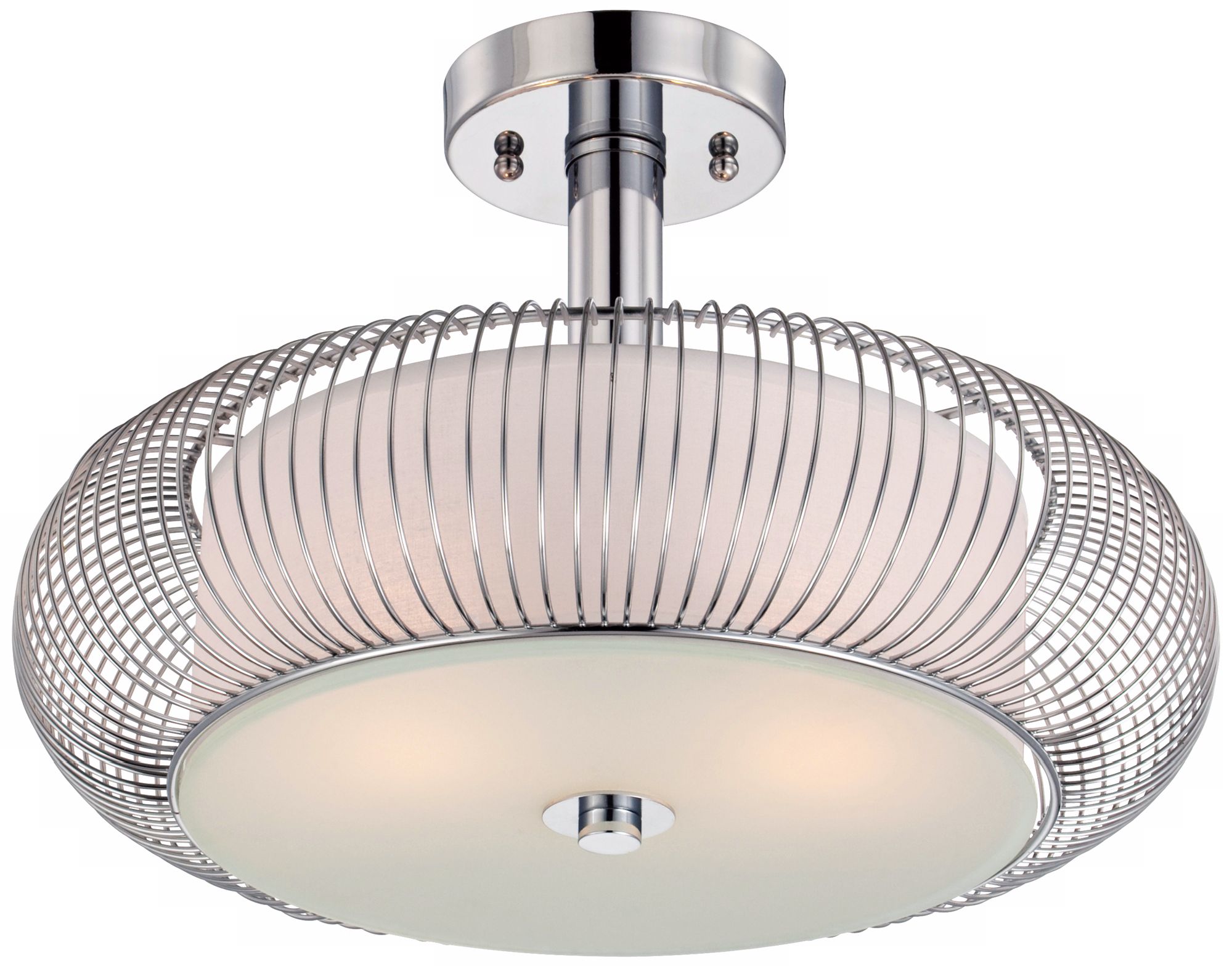Chrome Drum 15" Wide Semi-Flush Ceiling Light