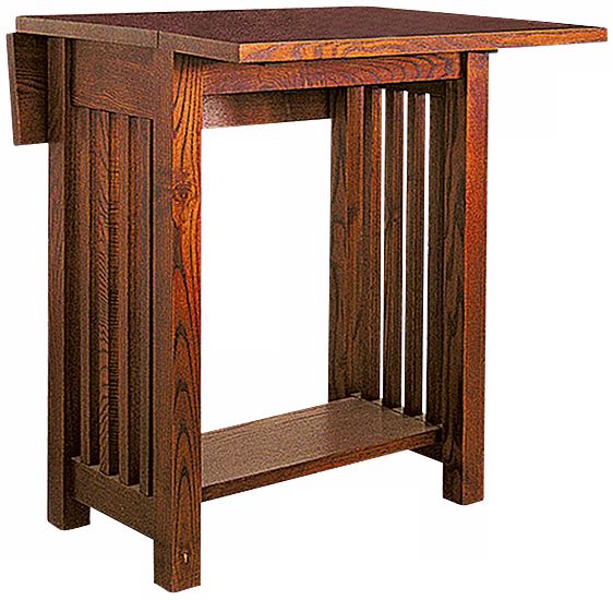 Mission Style Oak Finish Drop Leaf Table