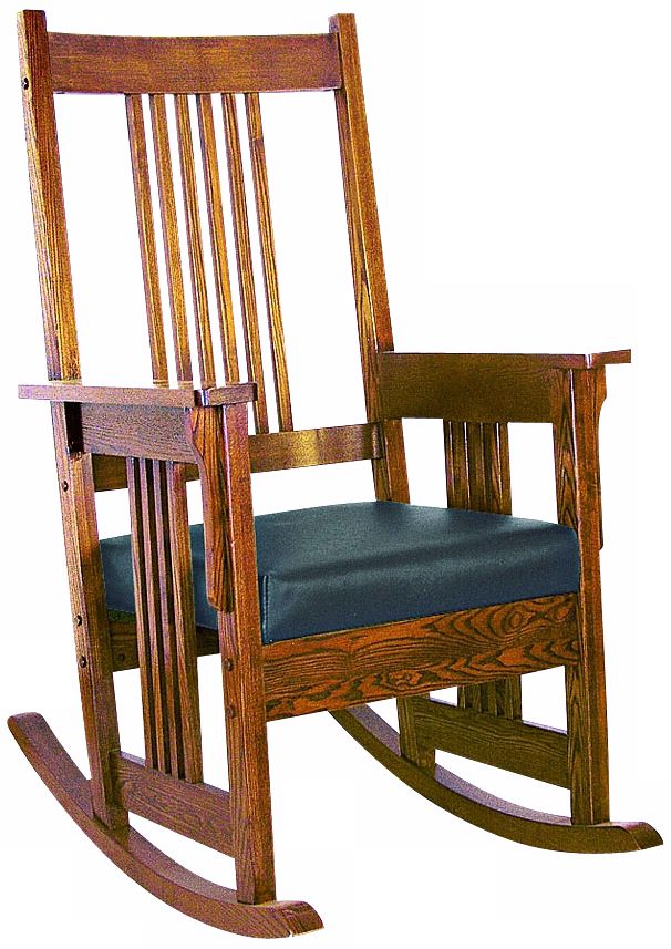 Mission Style Oak Finish Slat Back Rocker