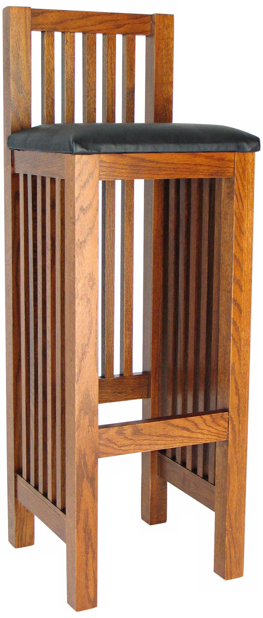 Mission Style Oak Finish 30" High Bar Stool