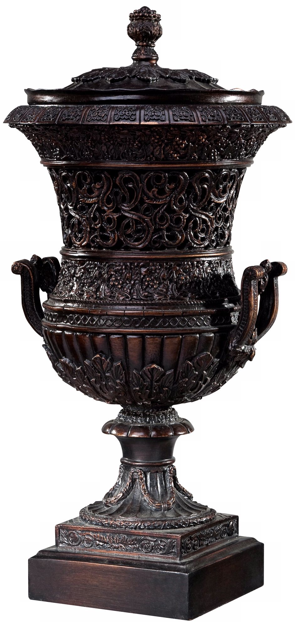 Gold Dust Color Double Handled Urn With Lid