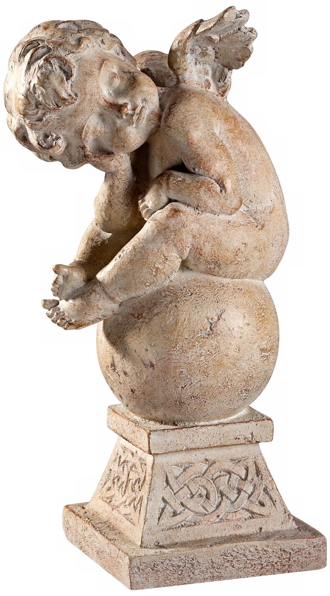15 1/2" High Angel on Sphere Leaning Right Sculpture