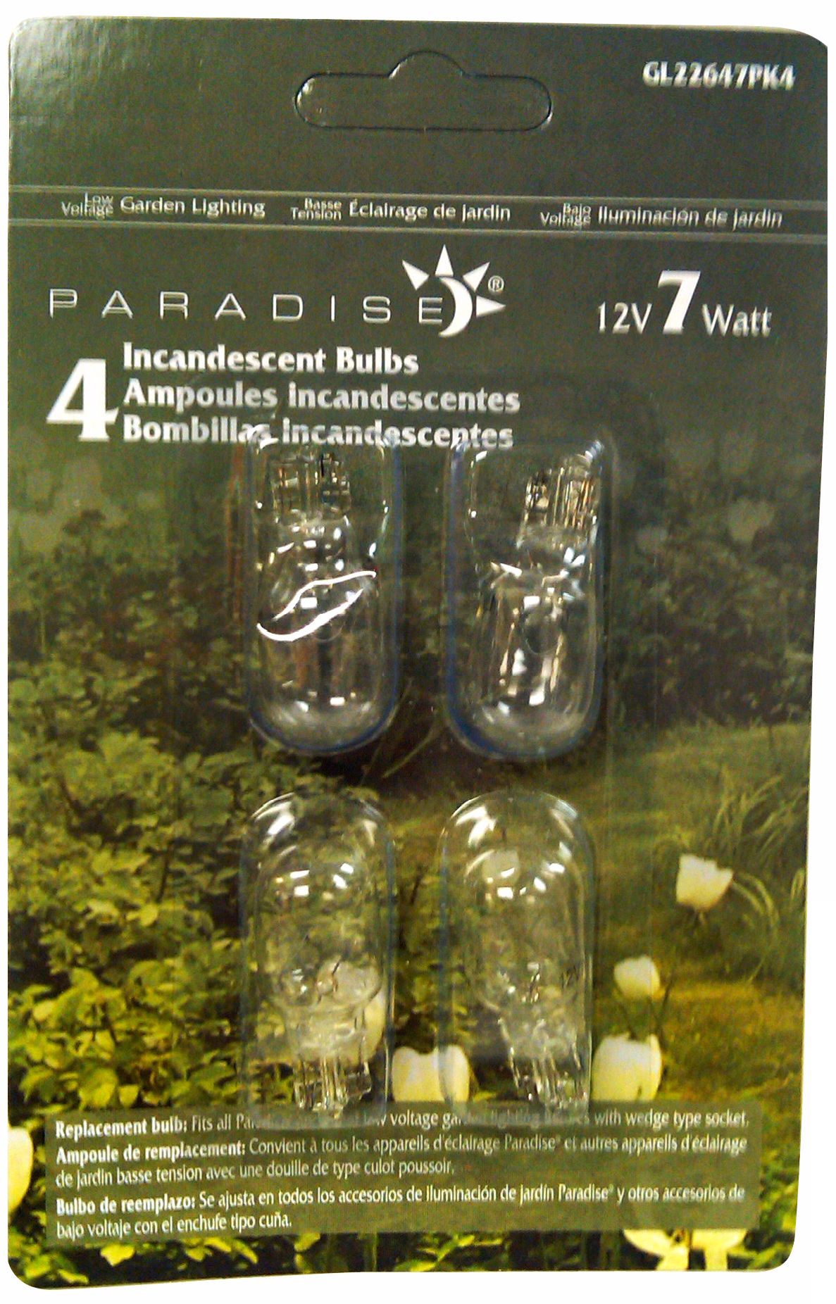 Wedge Pack of 4 12-Volt 7 Watt Light Bulbs