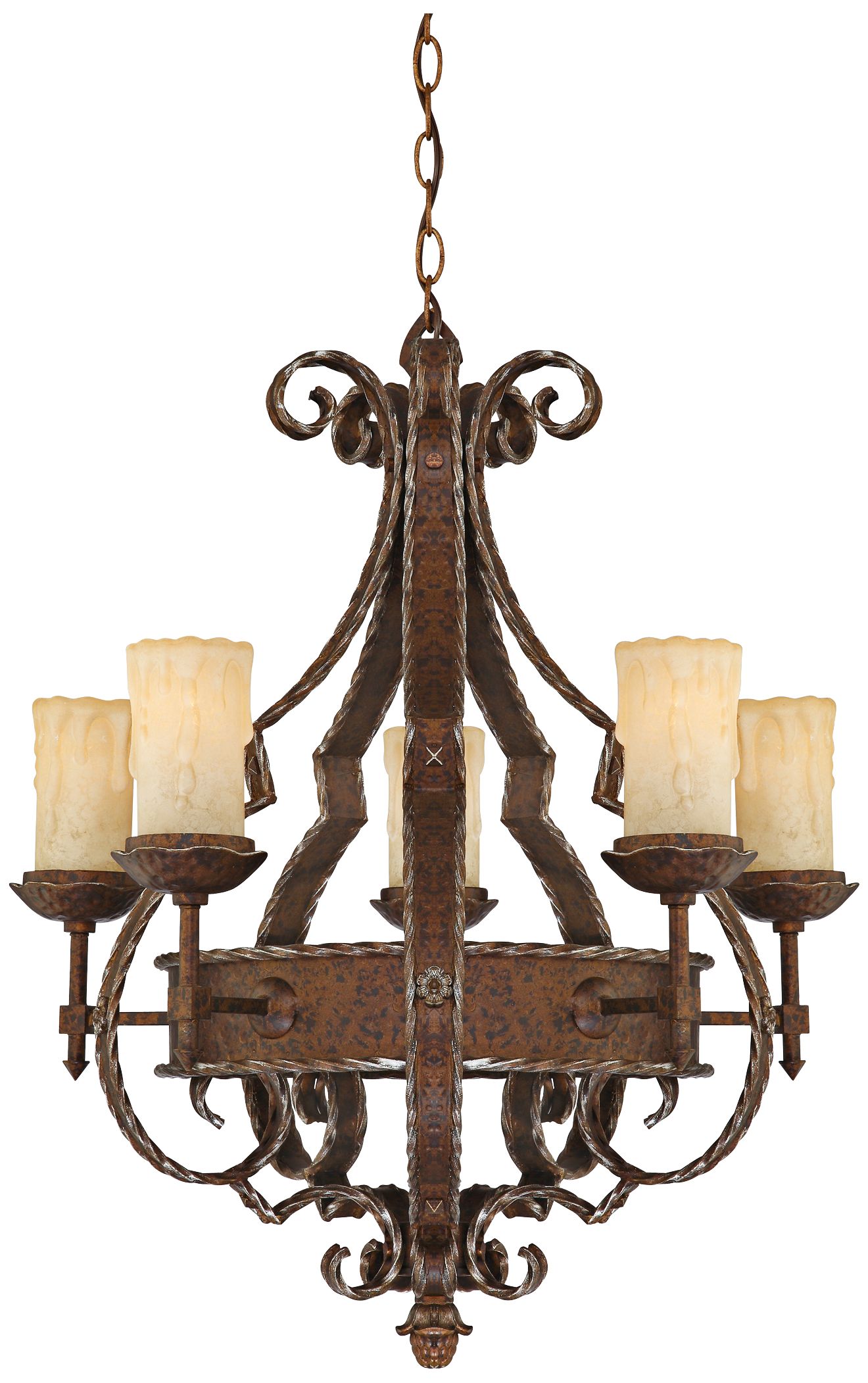 Laredo Rustic Bronze Amber Scavo Glass Chandelier