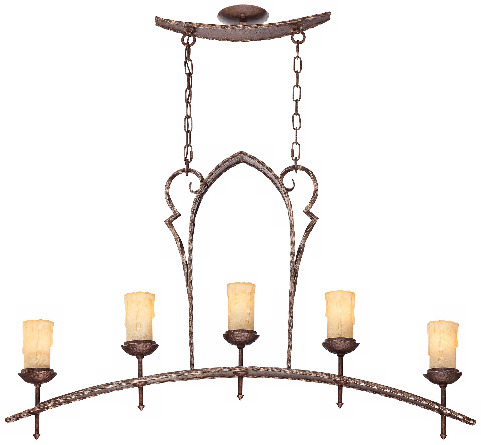Laredo Rustic Bronze Amber Scavo Glass Island Chandelier