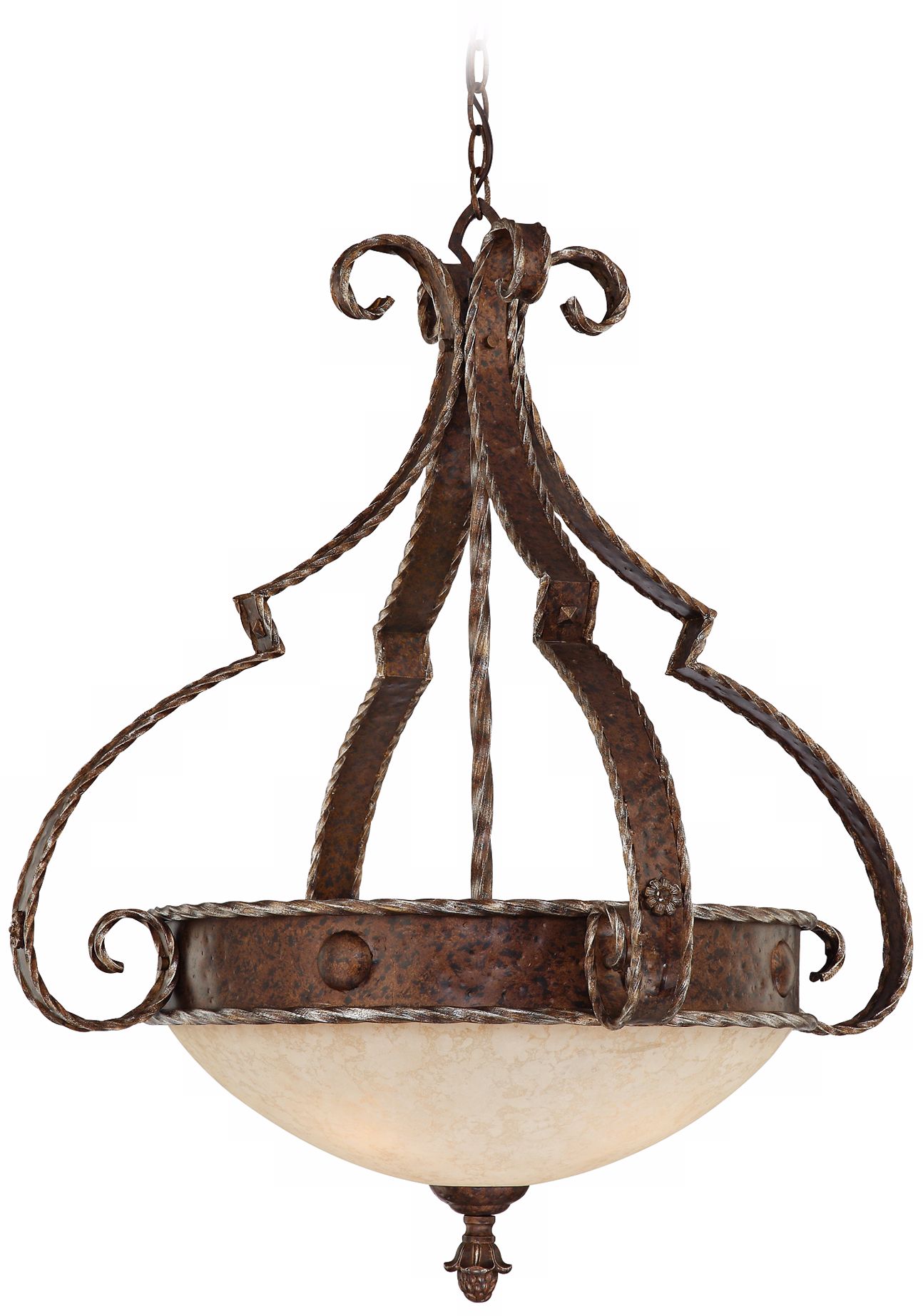 Laredo Rustic Bronze Amber Scavo Glass Pendant Light