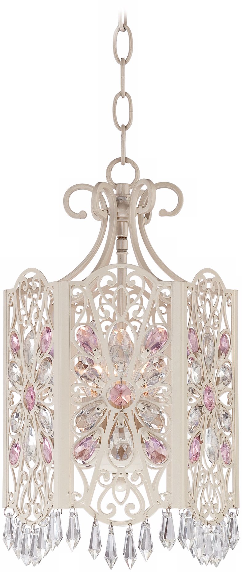 Maurelle Antique Ivory Three Light Cage Chandelier