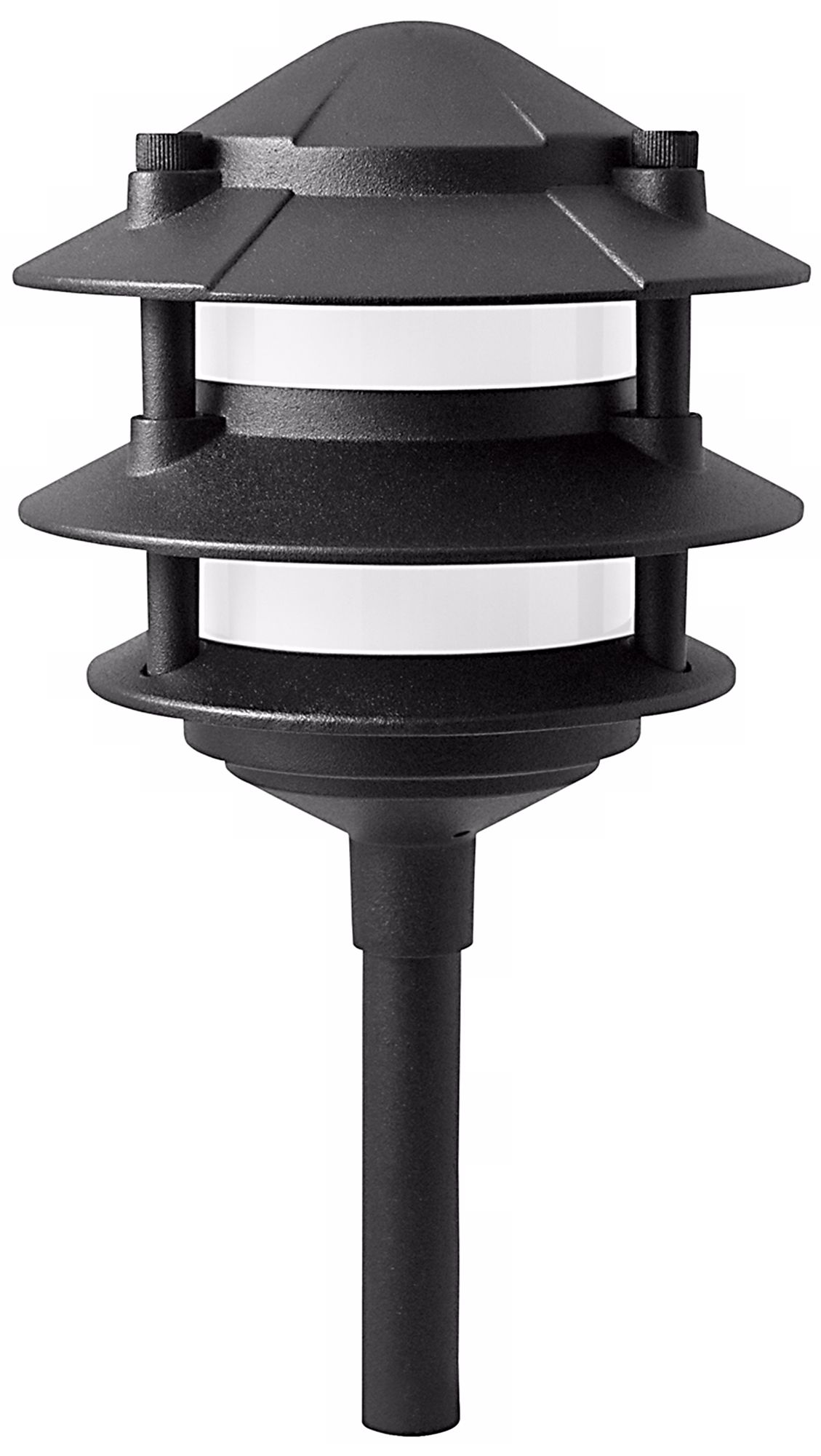 Black Finish 3-Tier Landscape Path Light