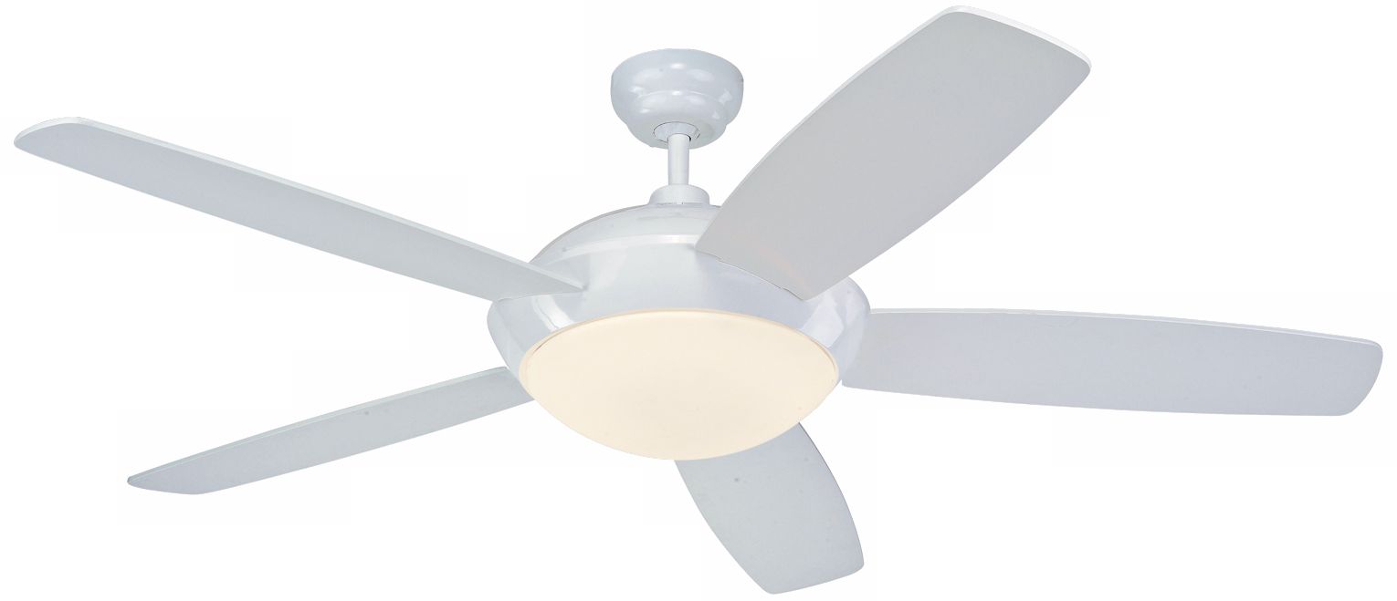 52" Monte Carlo Sleek White Ceiling Fan with Light Kit