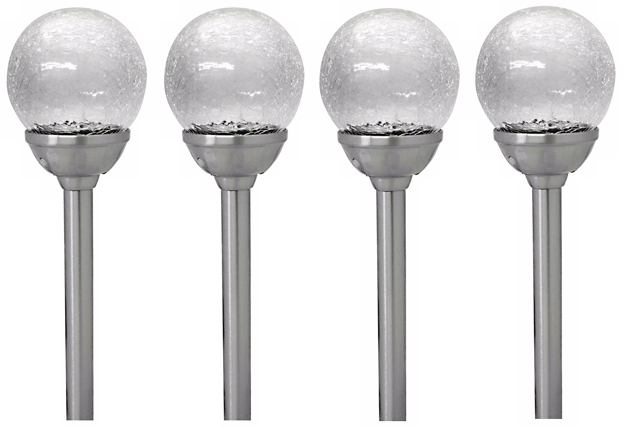 Set of 4 Crackled Glass Solar LED Outdoor Path Lights