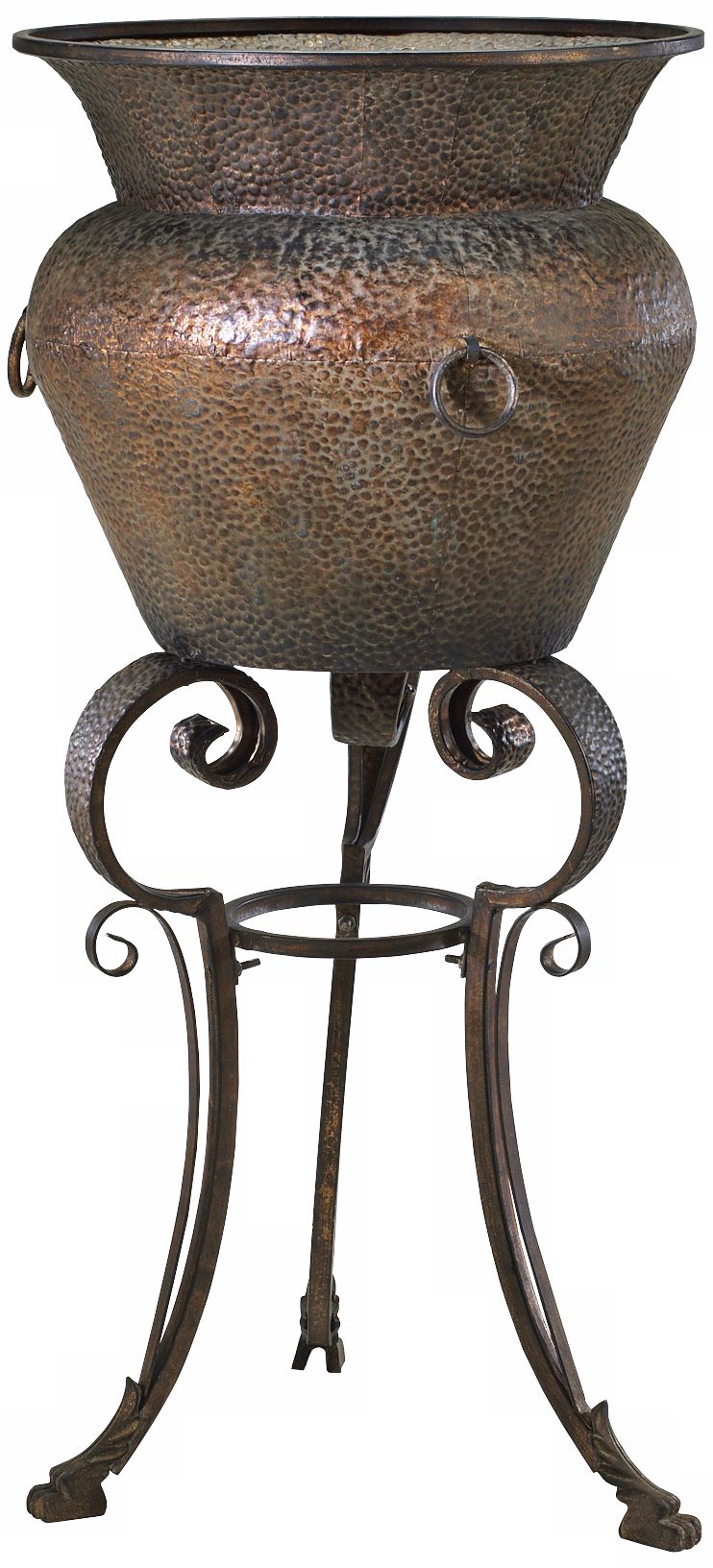 Rust and Verde Finish 49 1/2" High Bacchus Hammered Planter