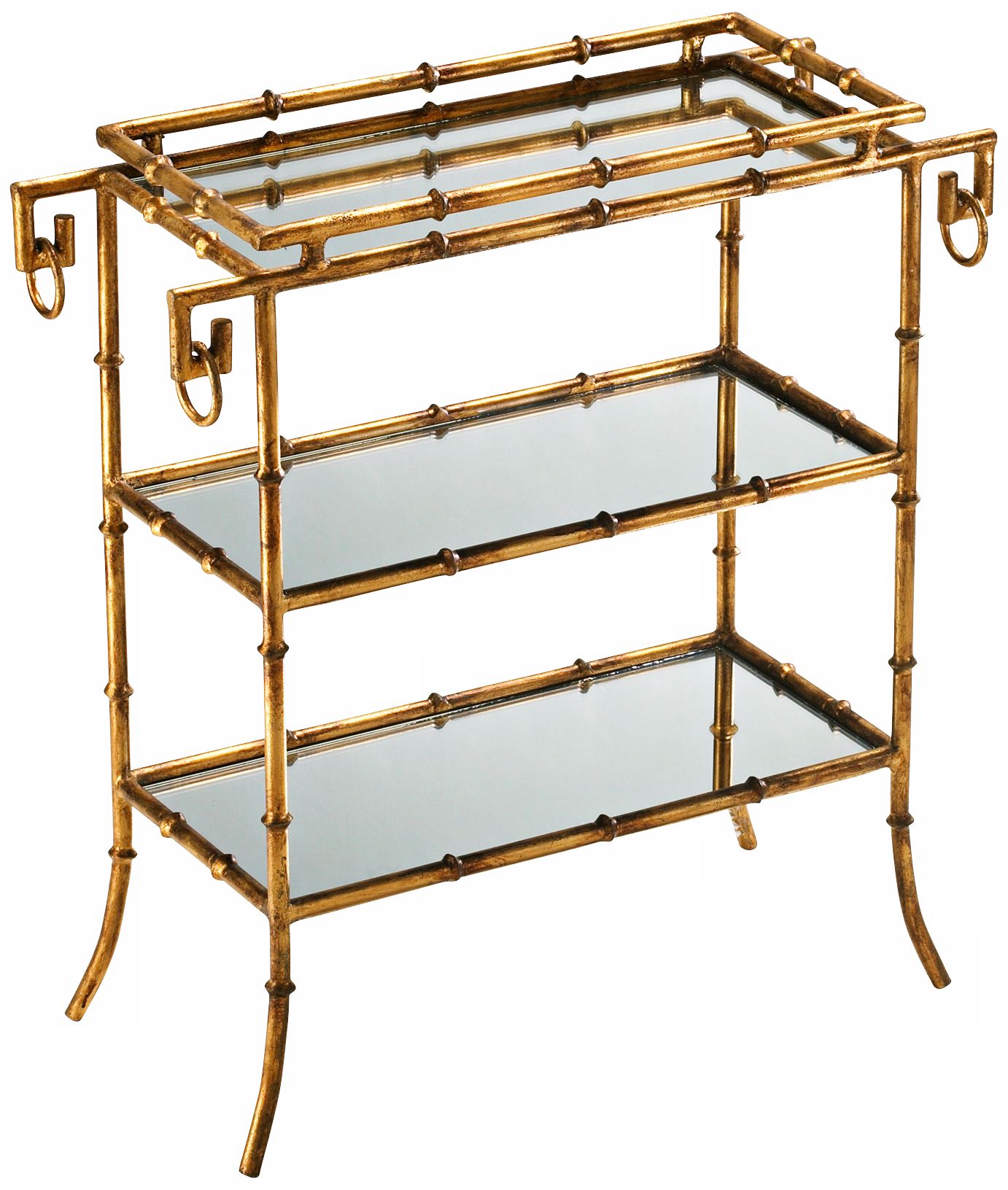 Gold Finish 25 1/2" High Bamboo Tray Table