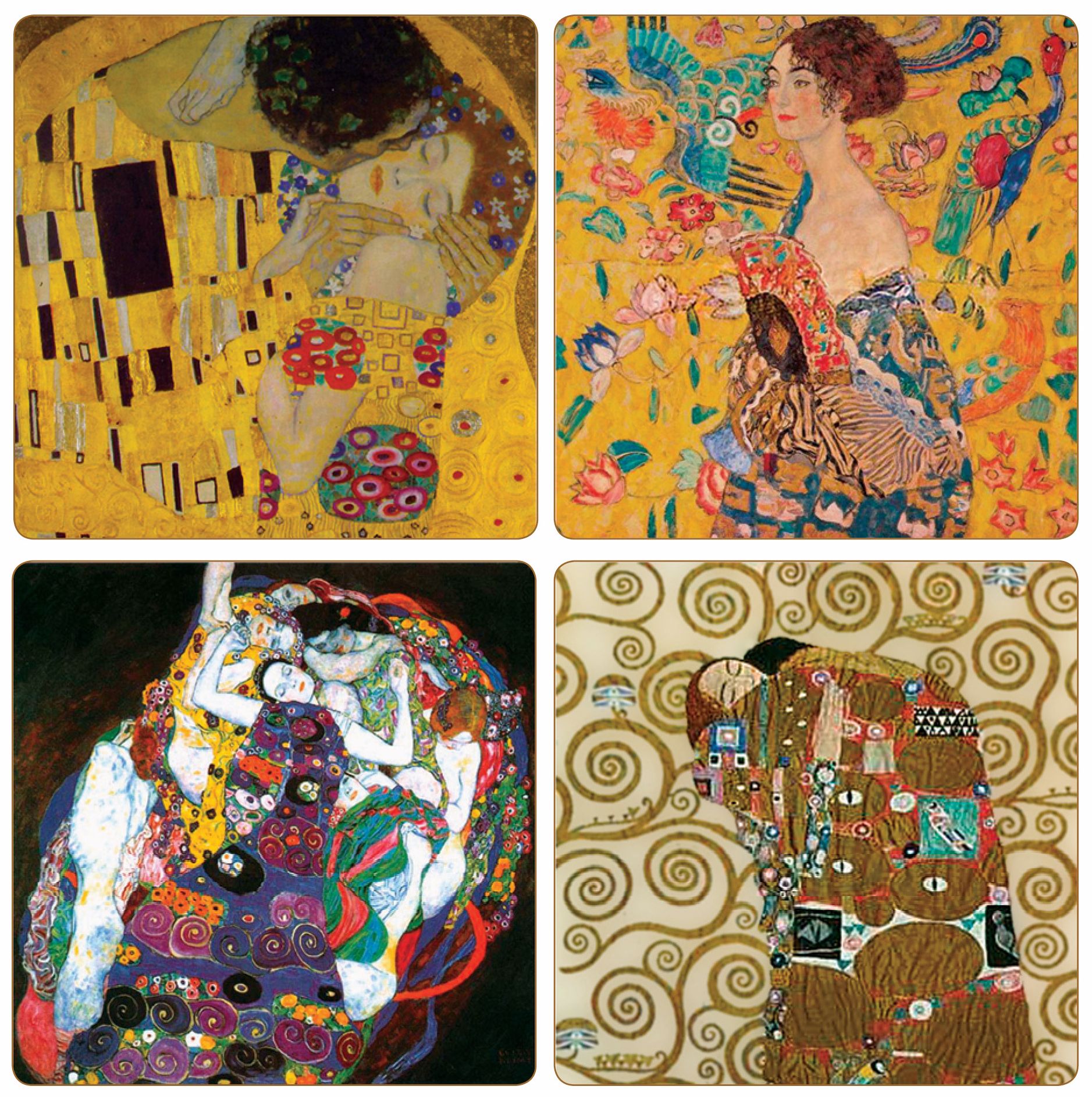 Hindostone Set of 4 Gustav Klimpt Coasters