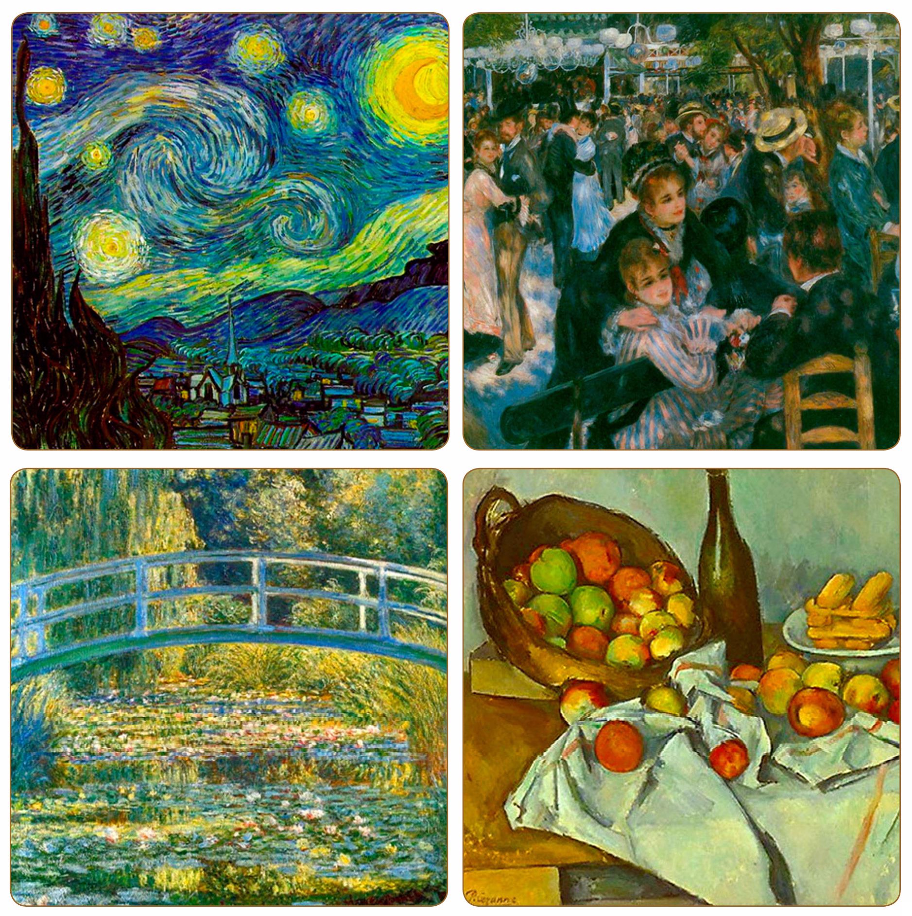 Hindostone Set of 4 Impressionist Stone Coasters