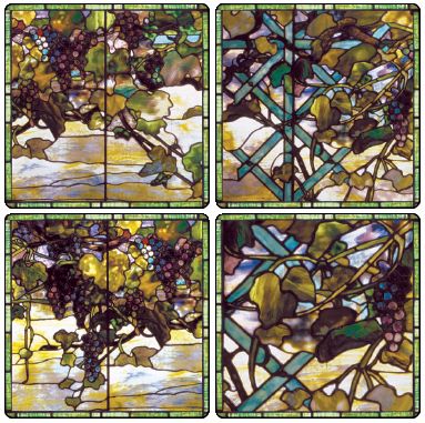 Hindostone Set of Four Tiffany Stained Glass Window Coasters