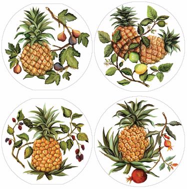 Hindostone Set of Four Pineapples Stone Coasters