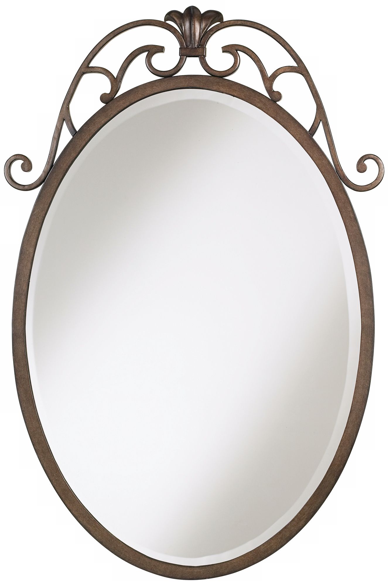 Openwork Crown Bronze Finish 34" High Wall Mirror