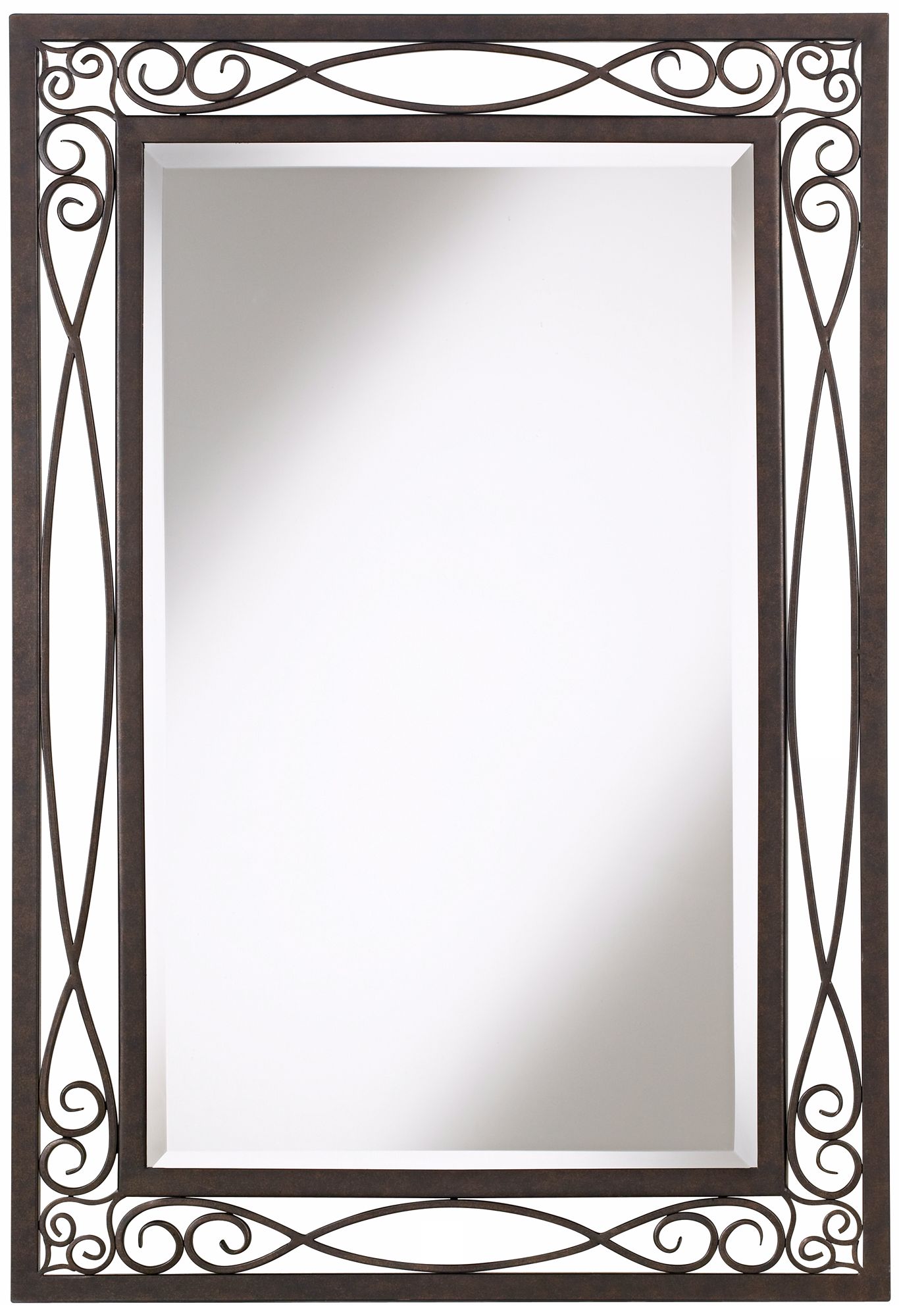 Bronze Metal Scrolls 36 1/2" High Wall Mirror