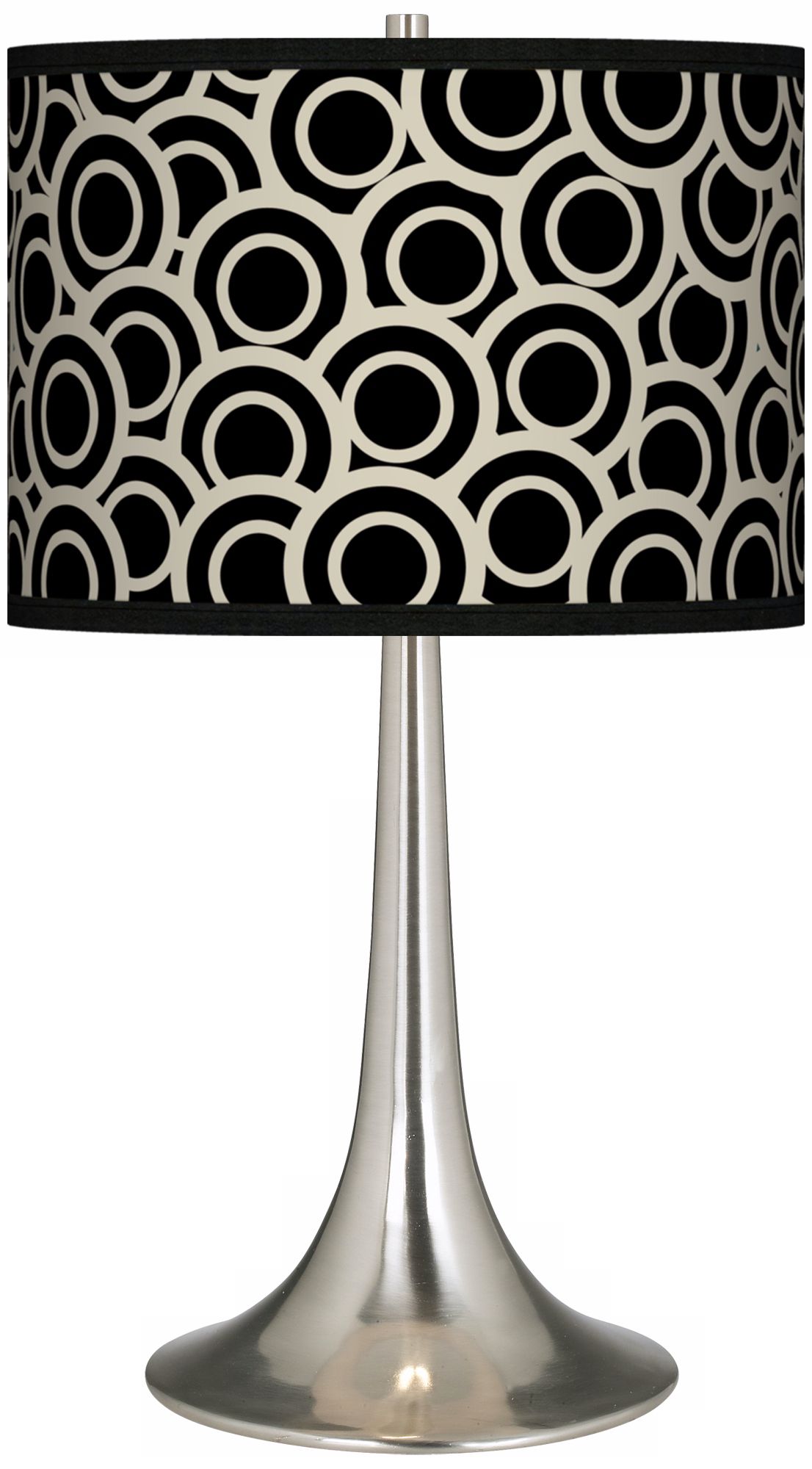 Black and Ivory Circlets Giclee Trumpet Table Lamp