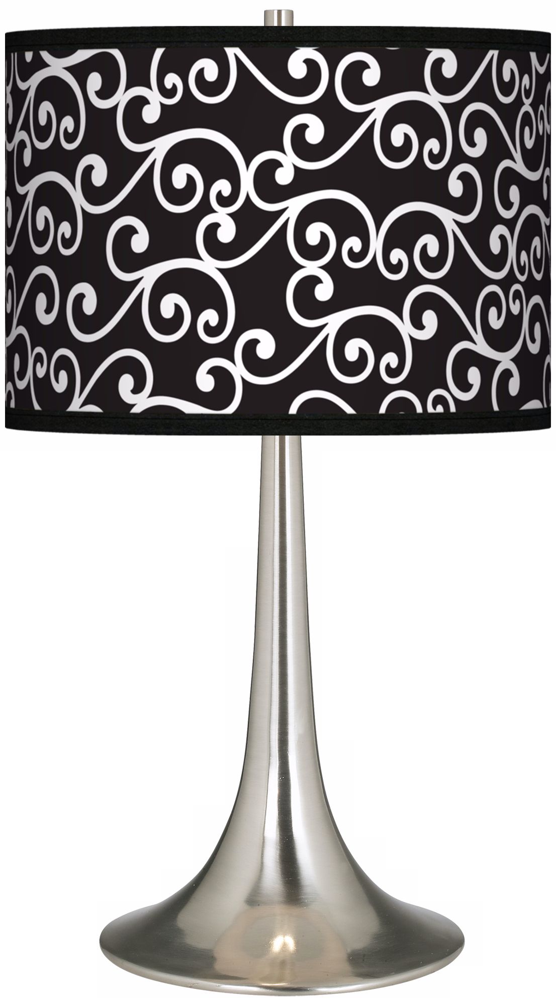 Curlicue Black Giclee Trumpet Table Lamp