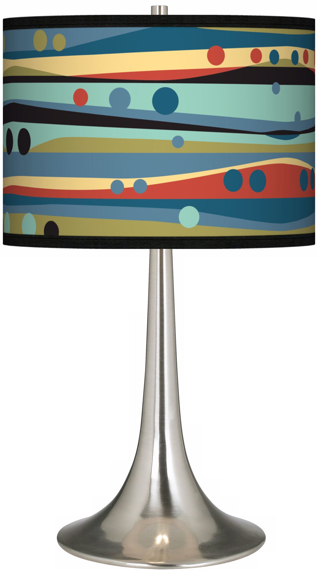 Retro Dots and Waves Giclee Trumpet Table Lamp