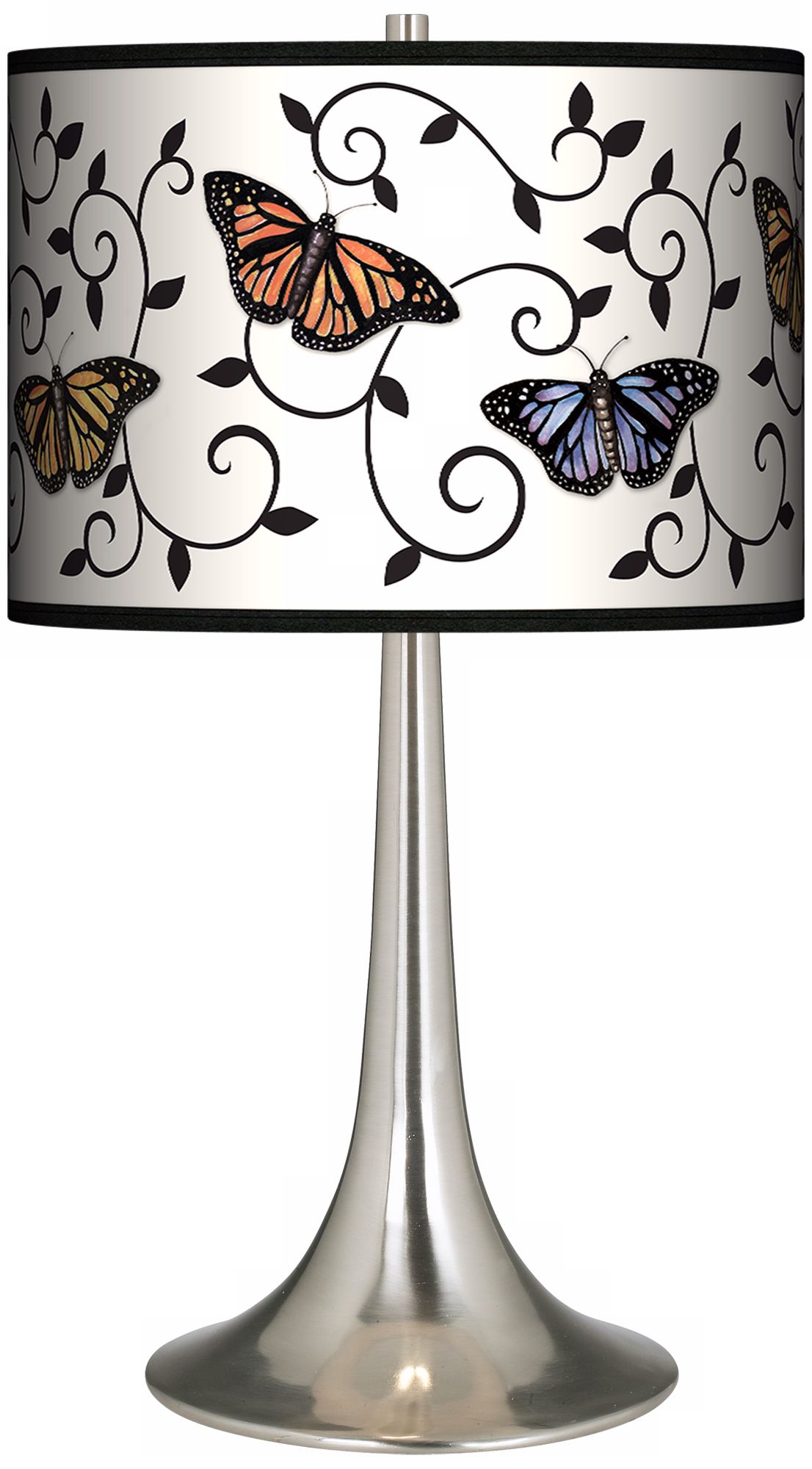 Butterfly Scroll Giclee Trumpet Table Lamp