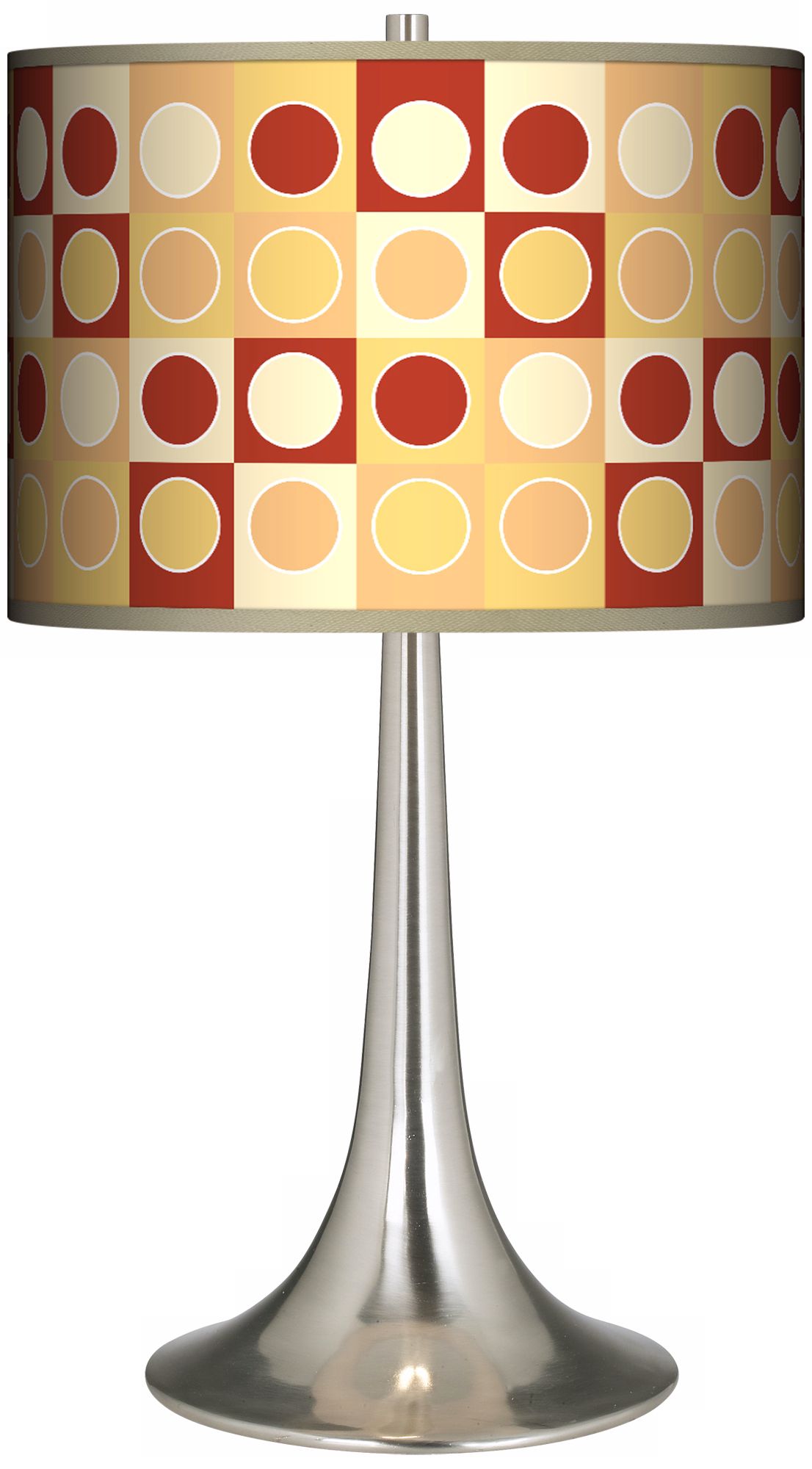 Retro Dotted Squares Giclee Trumpet Table Lamp