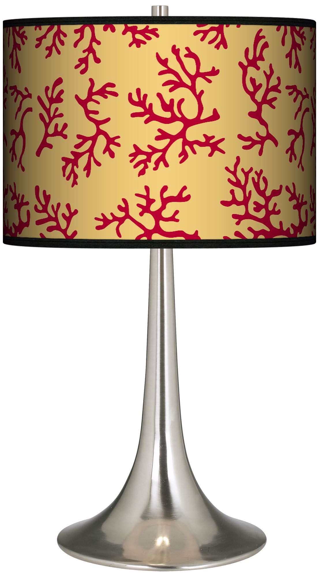 Crimson Coral Giclee Trumpet Table Lamp