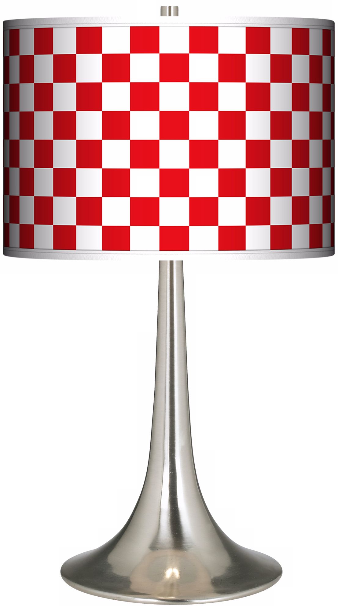Checkered Red Giclee Trumpet Table Lamp