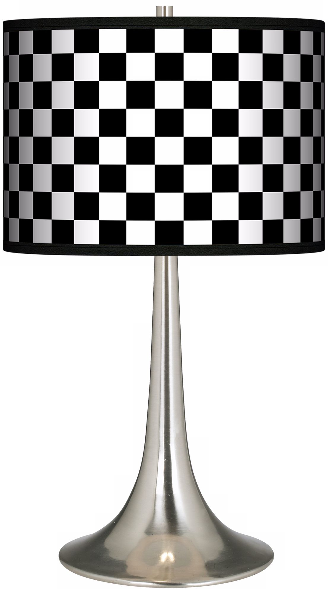 Checkered Black Giclee Trumpet Table Lamp