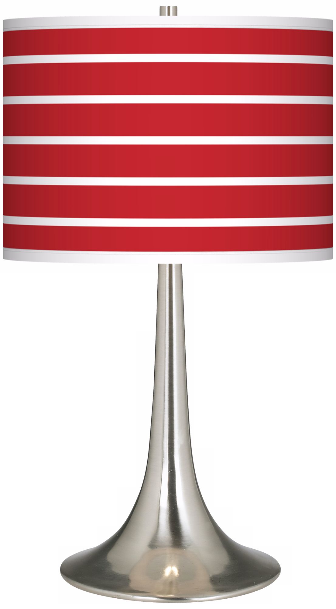 Vivid Red Stripes Giclee Trumpet Table Lamp