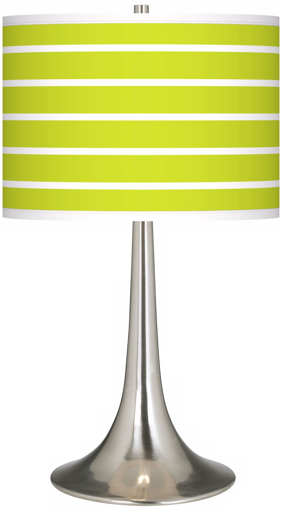 Vivid Green Stripes Giclee Trumpet Table Lamp