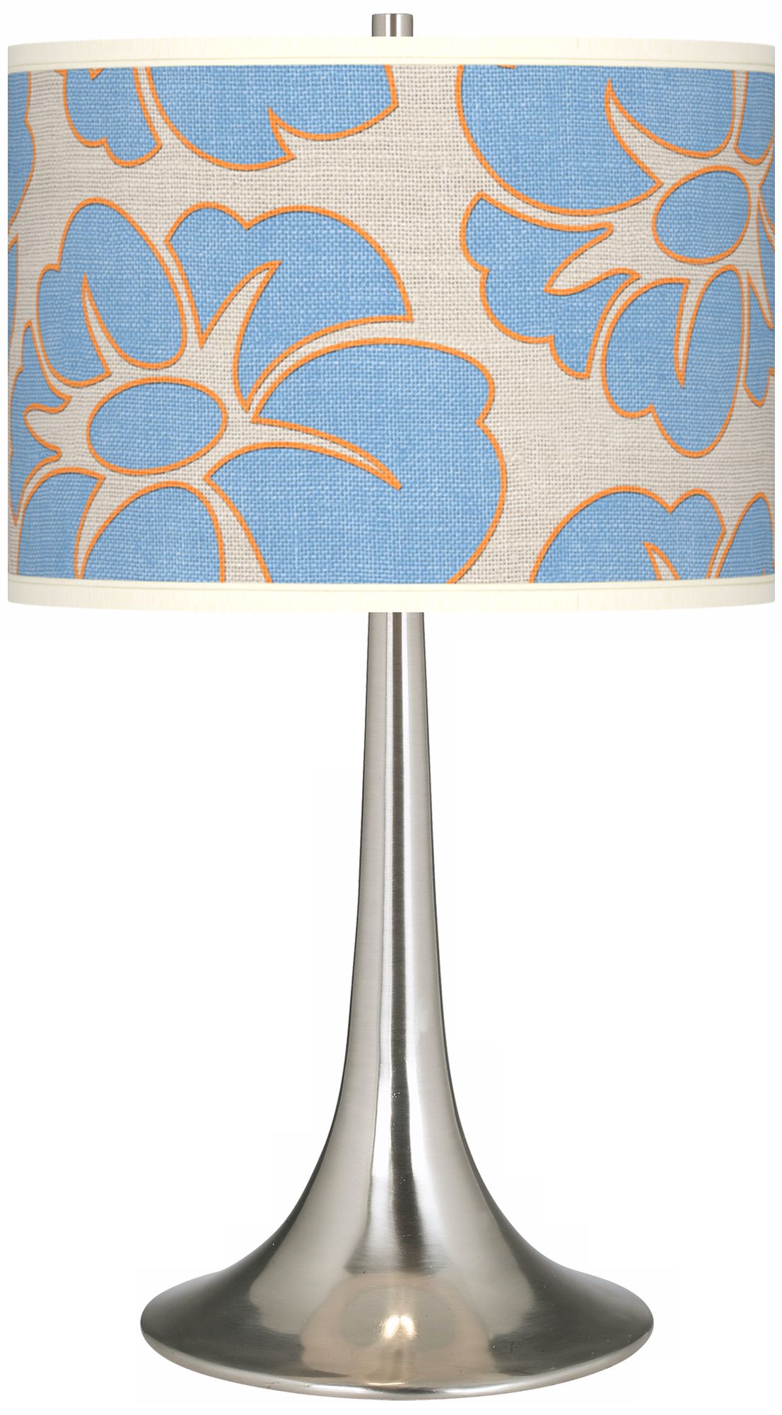Floral Blue Silhouette Giclee Trumpet Table Lamp