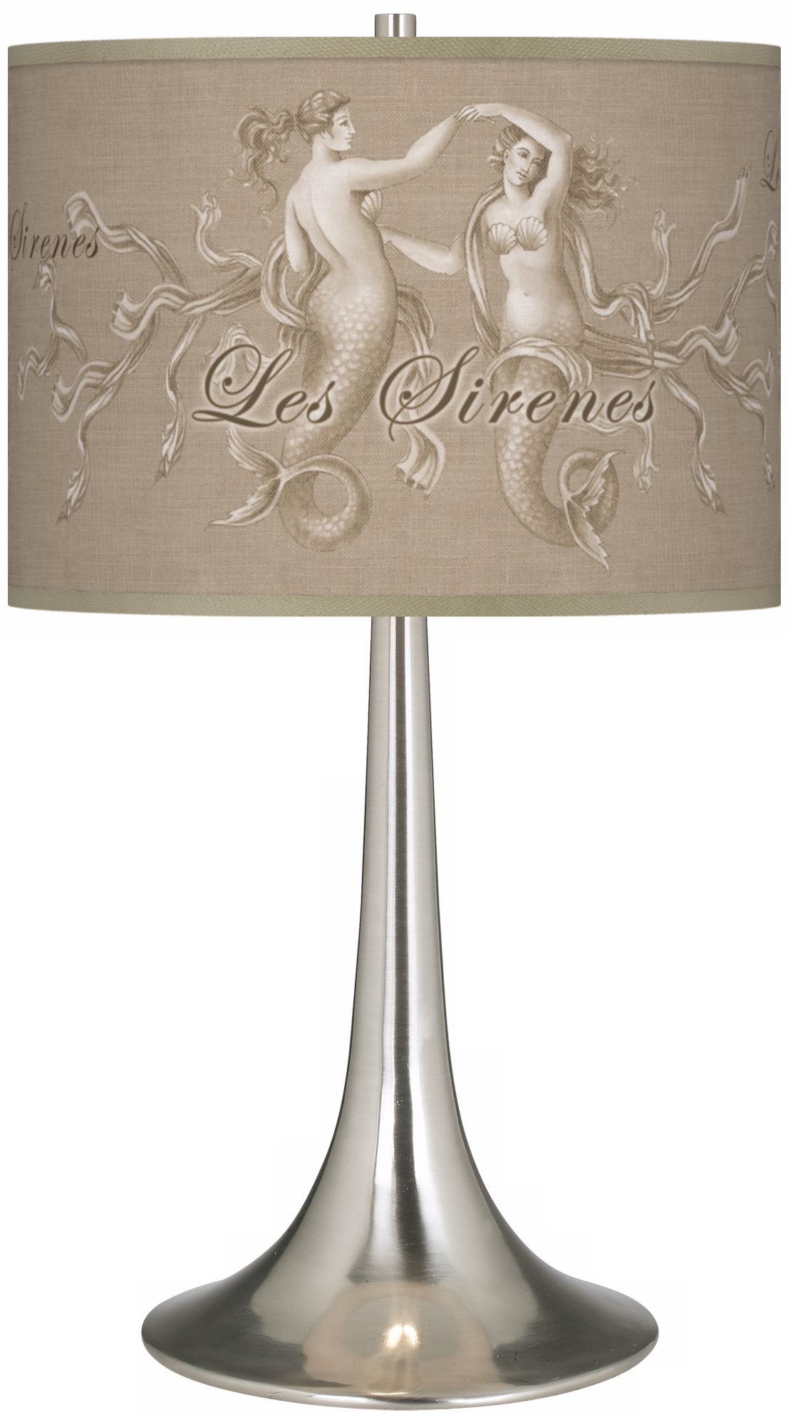 Les Sirenes Natural Giclee Trumpet Table Lamp