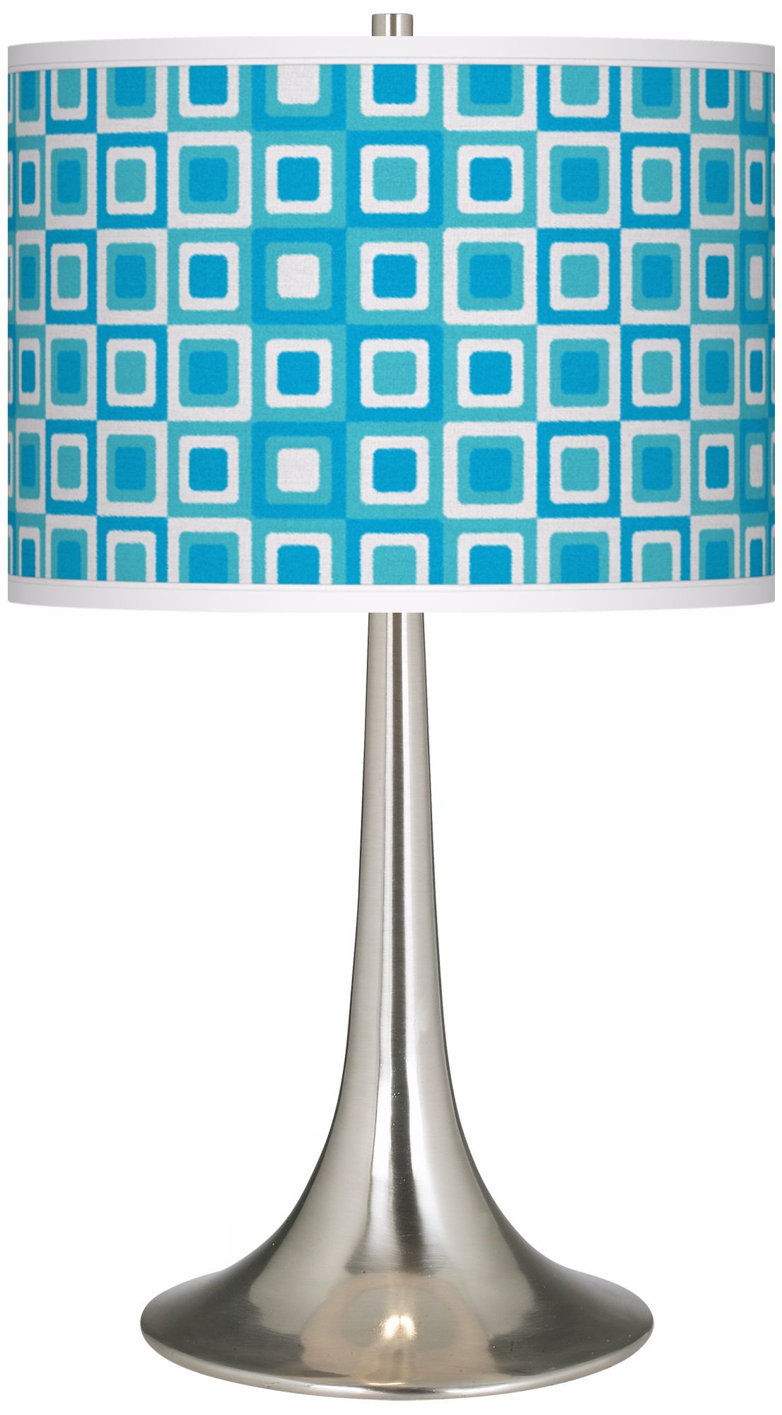 Blue Boxes Linen Giclee Trumpet Table Lamp