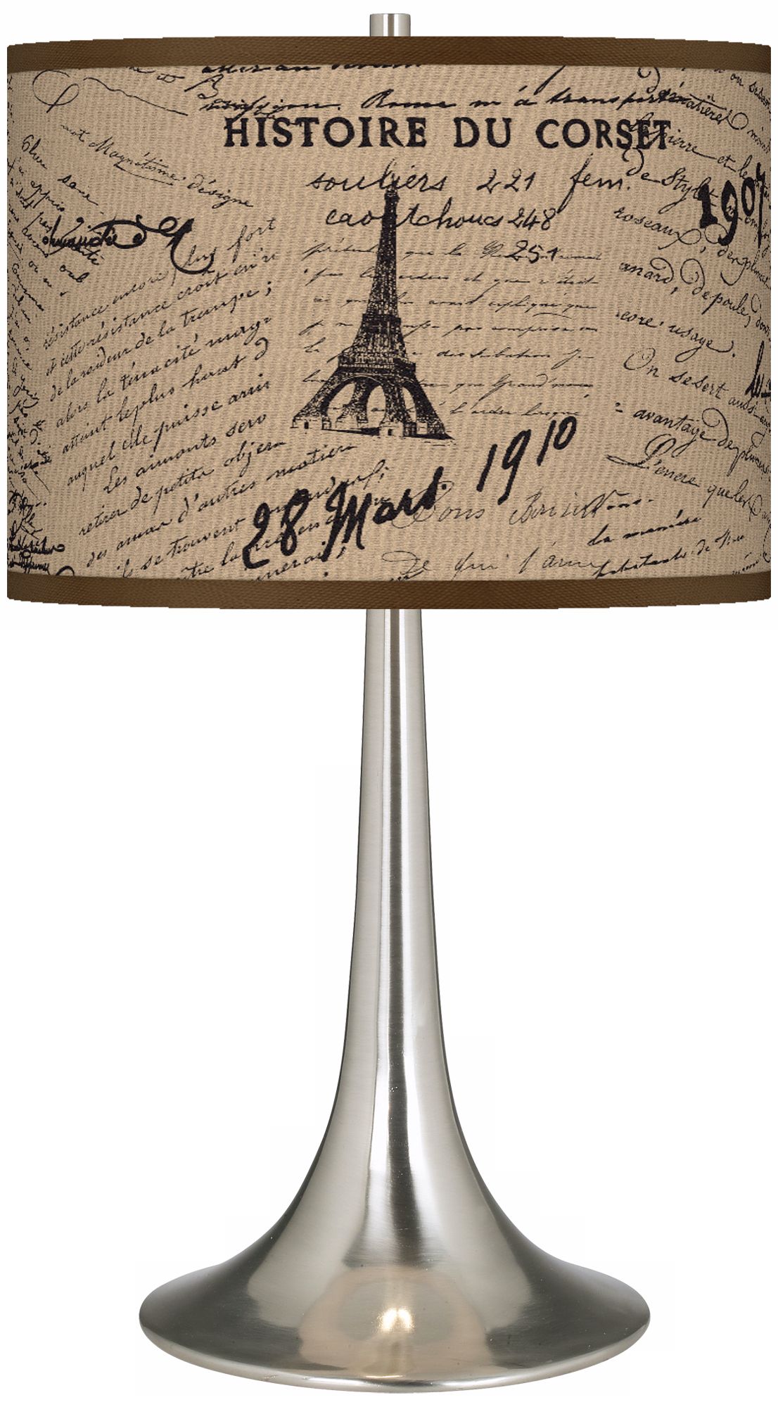 Letters to Paris Linen Giclee Trumpet Table Lamp