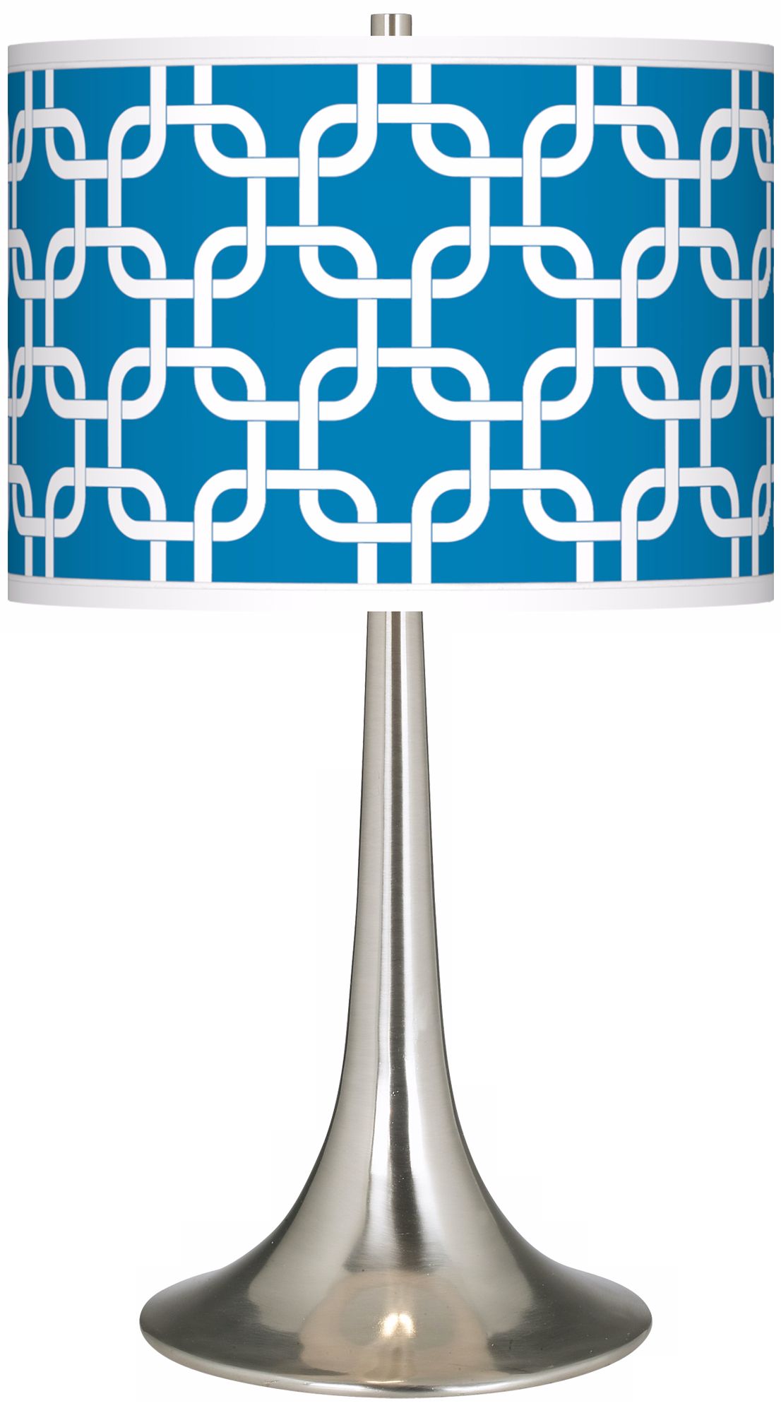 Blue Lattice Giclee Trumpet Table Lamp