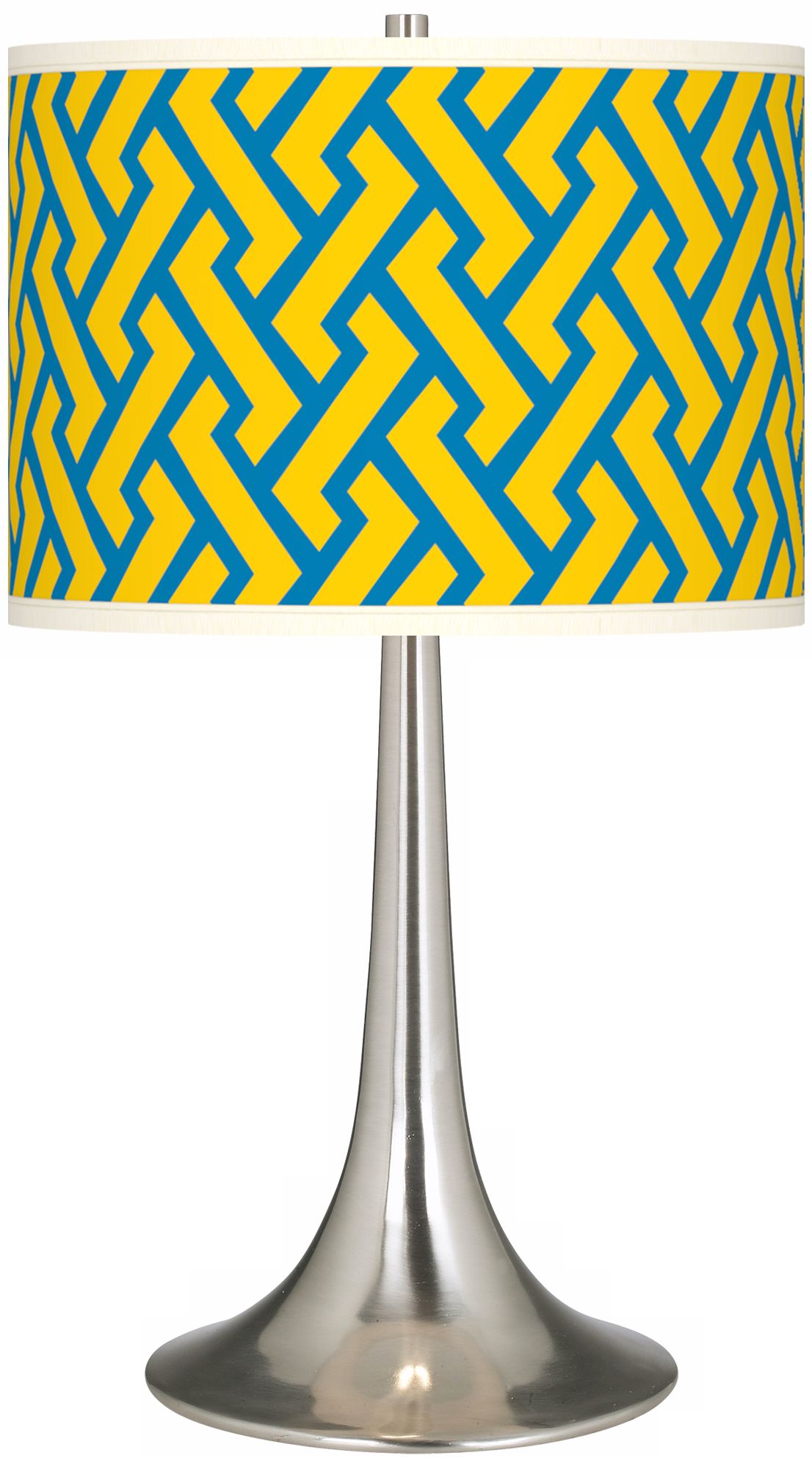 Yellow Brick Weave Giclee Trumpet Table Lamp