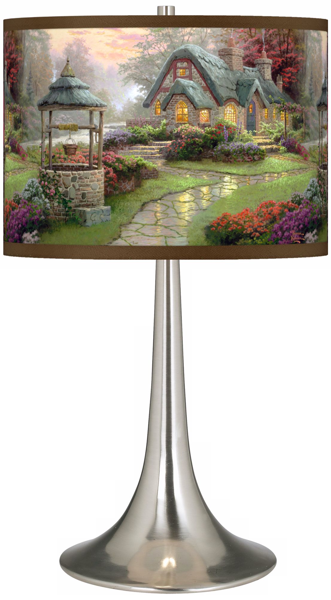 Thomas Kinkade Make a Wish Cottage Trumpet Table Lamp