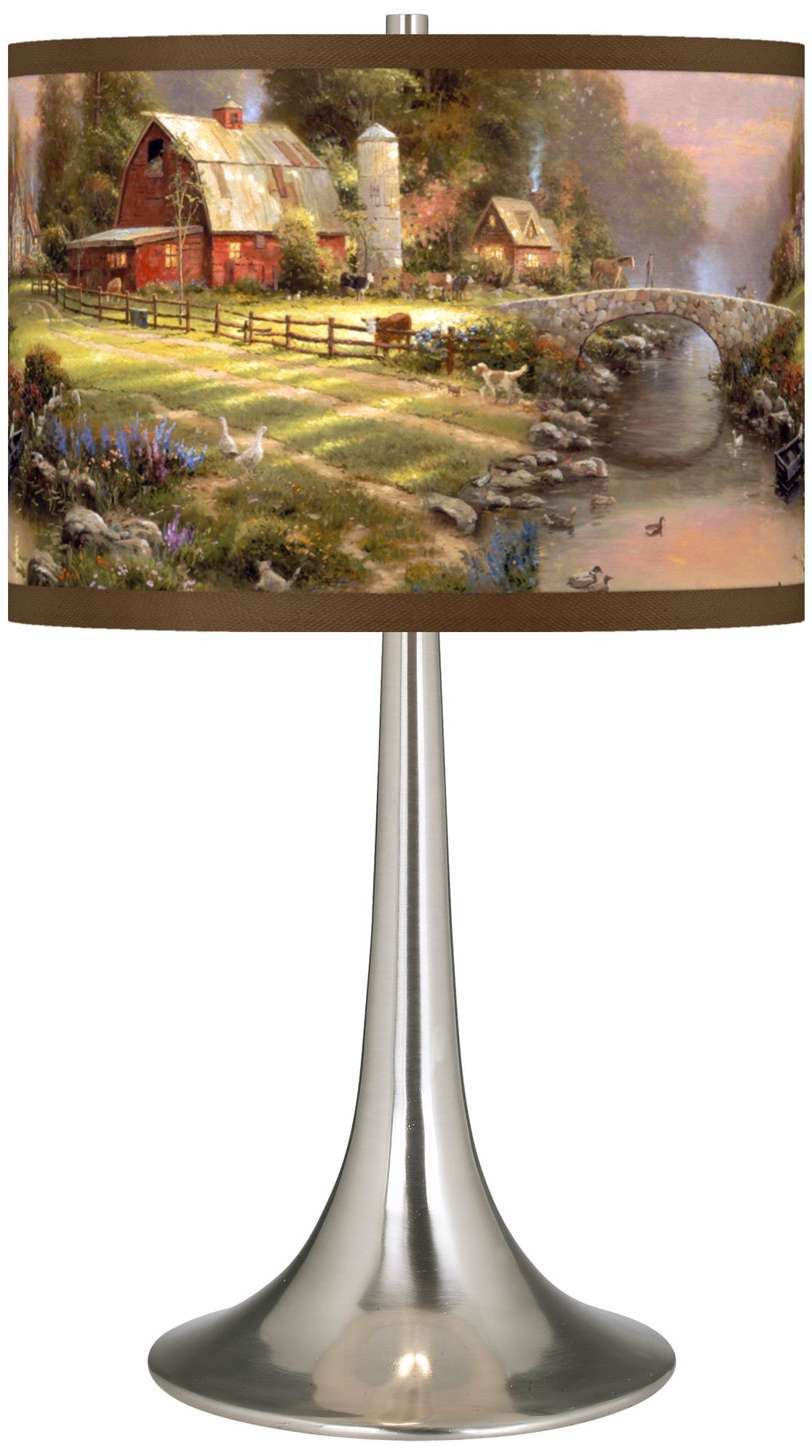 Thomas Kinkade Sunset at Riverbend Farm Trumpet Table Lamp