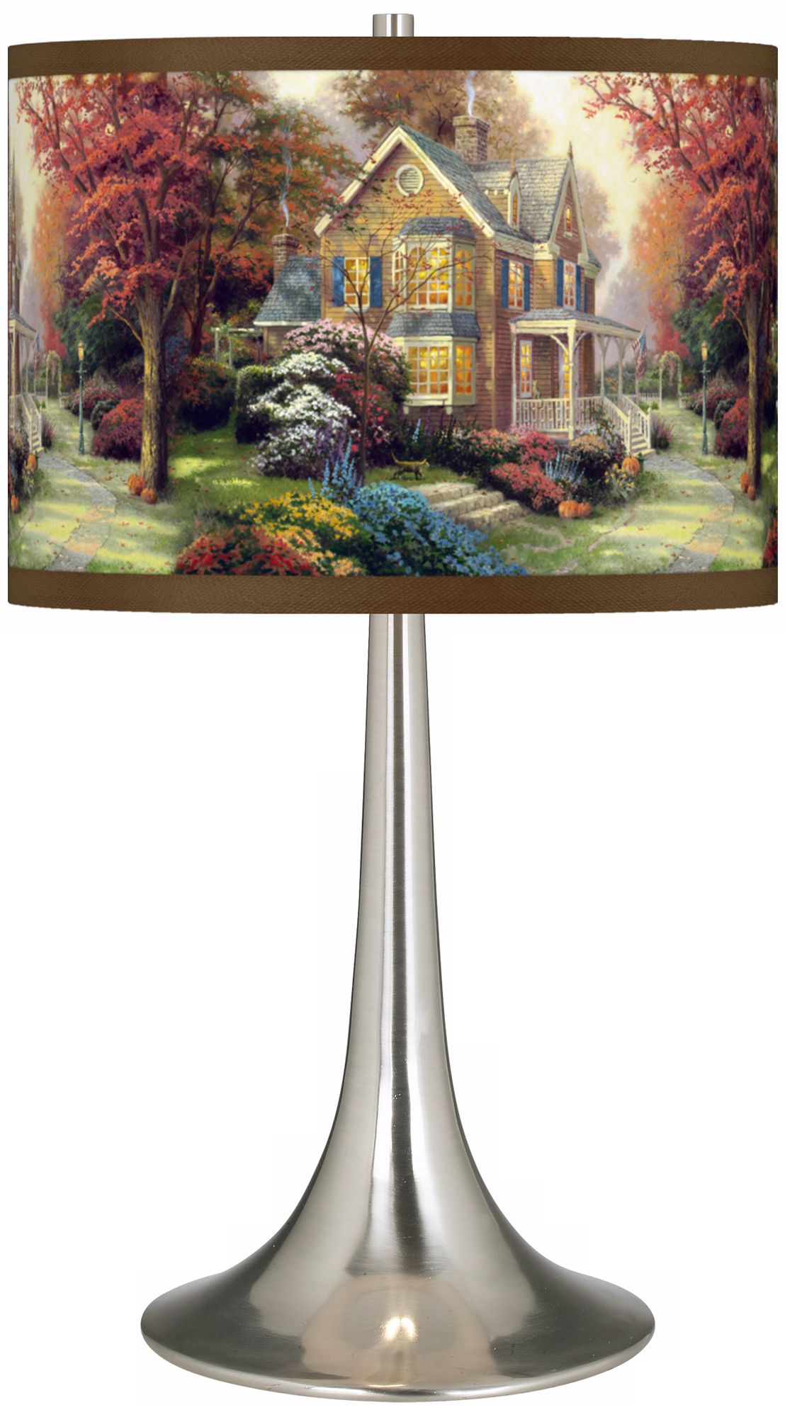 Thomas Kinkade Victorian Autumn Trumpet Table Lamp