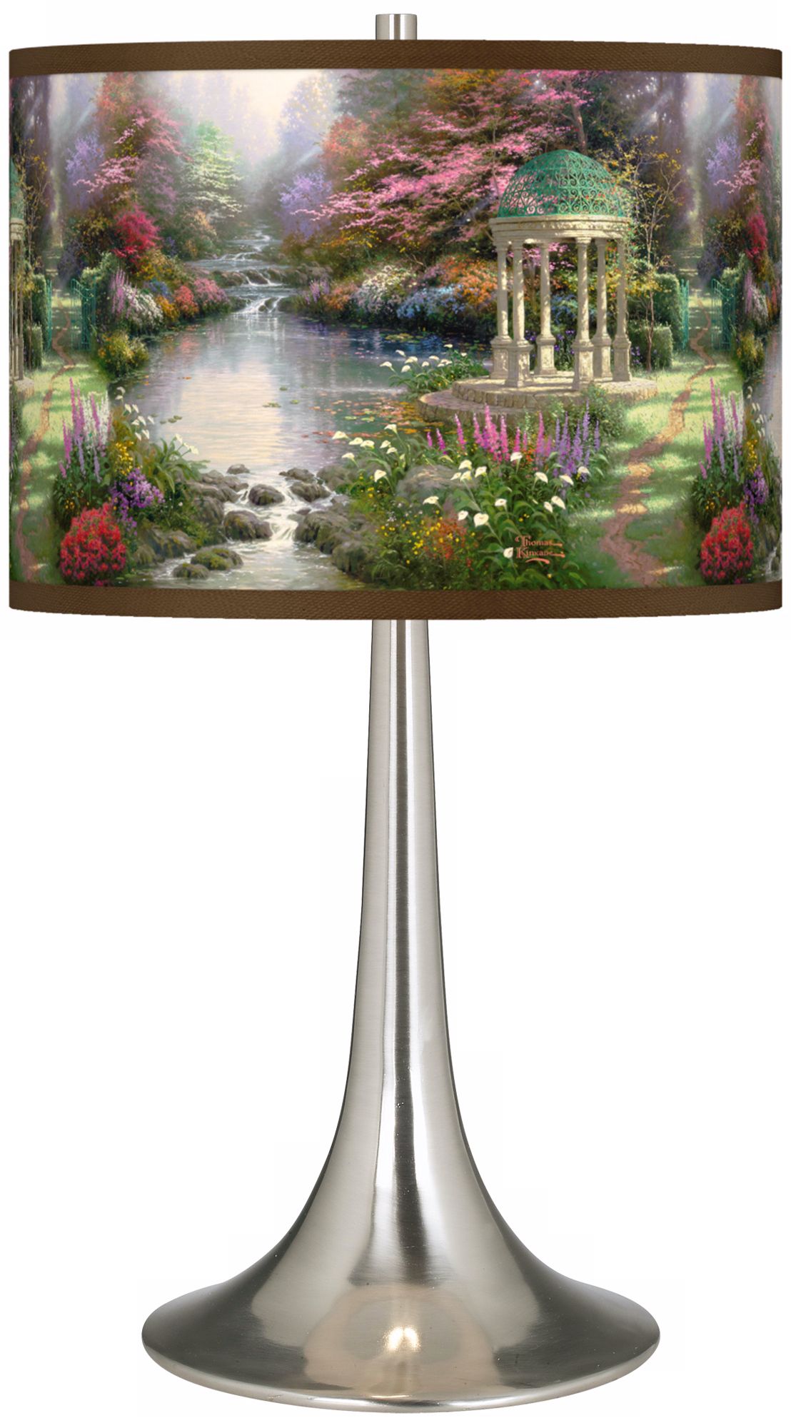 Thomas Kinkade The Garden of Prayer Trumpet Table Lamp